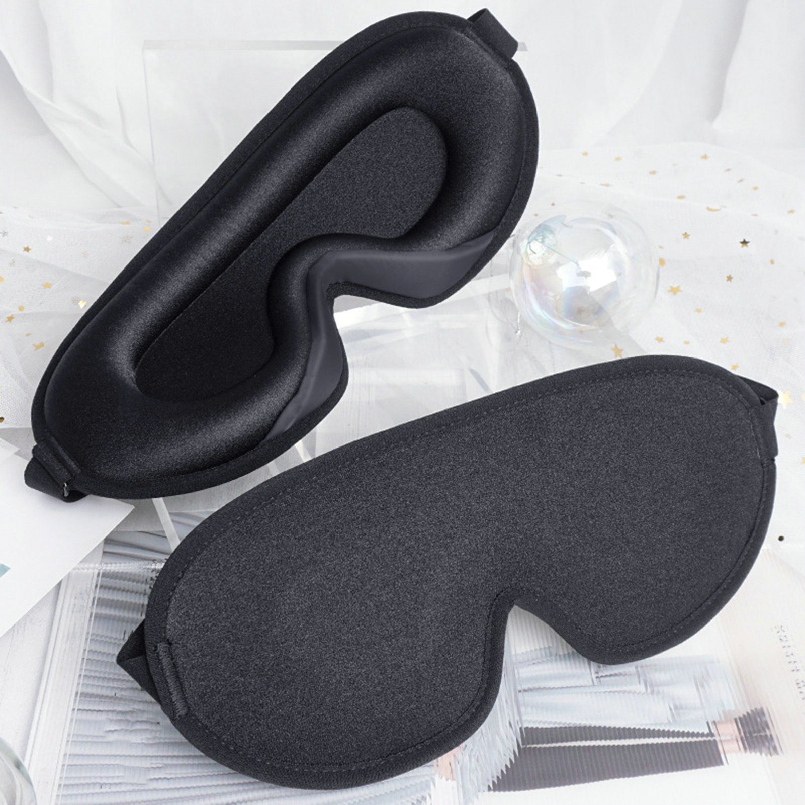 farfi Gesichtsmaske Unisex 3D verstellbare Verdunkelungs-Schlafaugenmaske, elastisch,einstellbar,atmungsaktiv,Schattierung