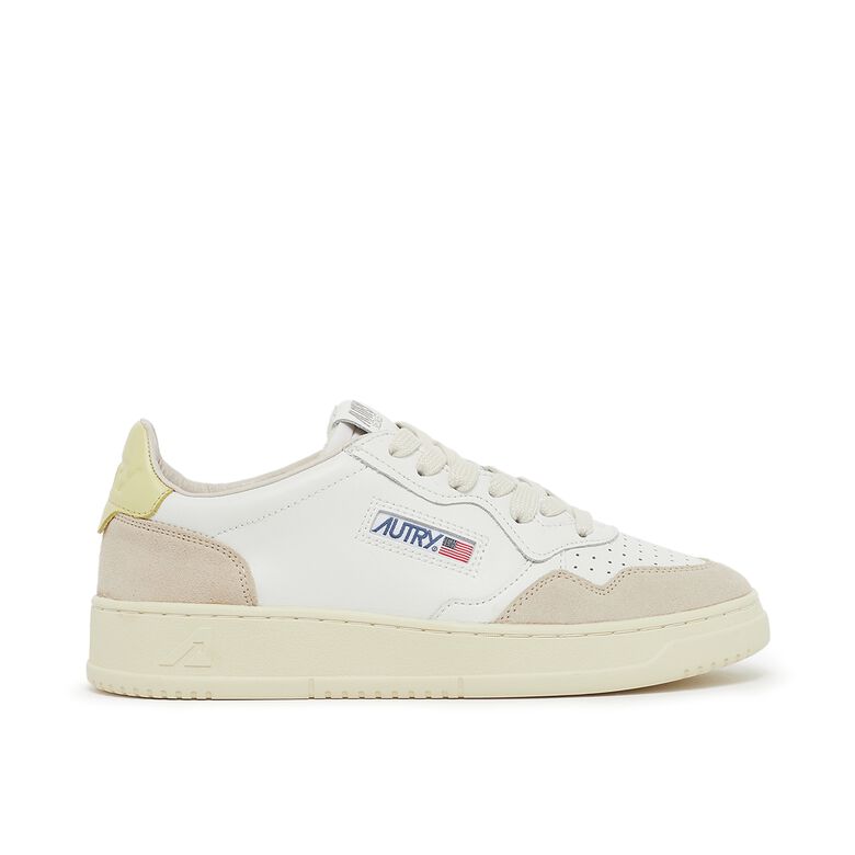 Autry Wmns Medalist Low leat/suede wht/lemgra