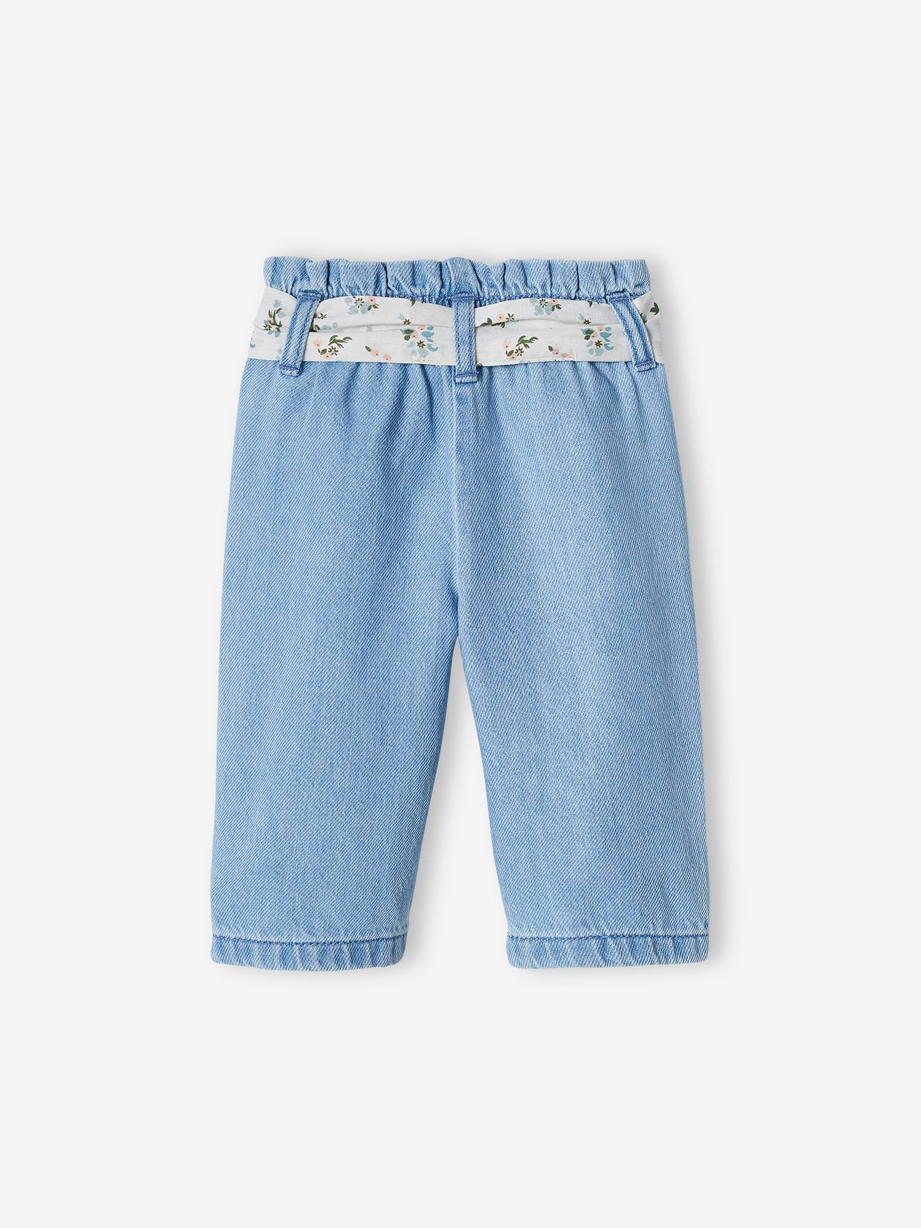 Jean large en denim bébé ceinture en tissu denim bleached