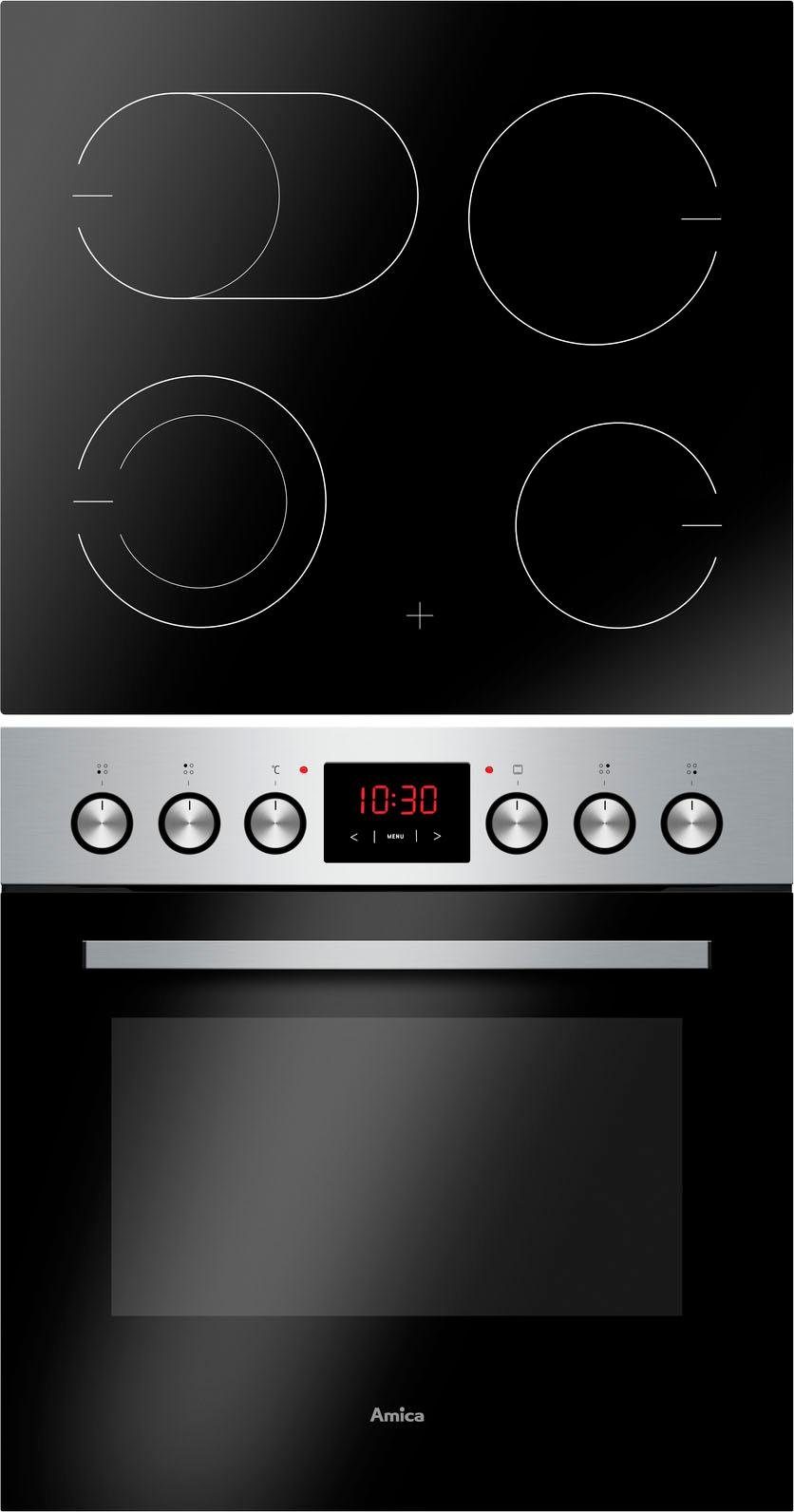 Amica Elektro-Herd-Set EHC 934 001 E, mit 3-fach-Teleskopauszug, Simple Steam Reinigungsfunktion, SteamClean