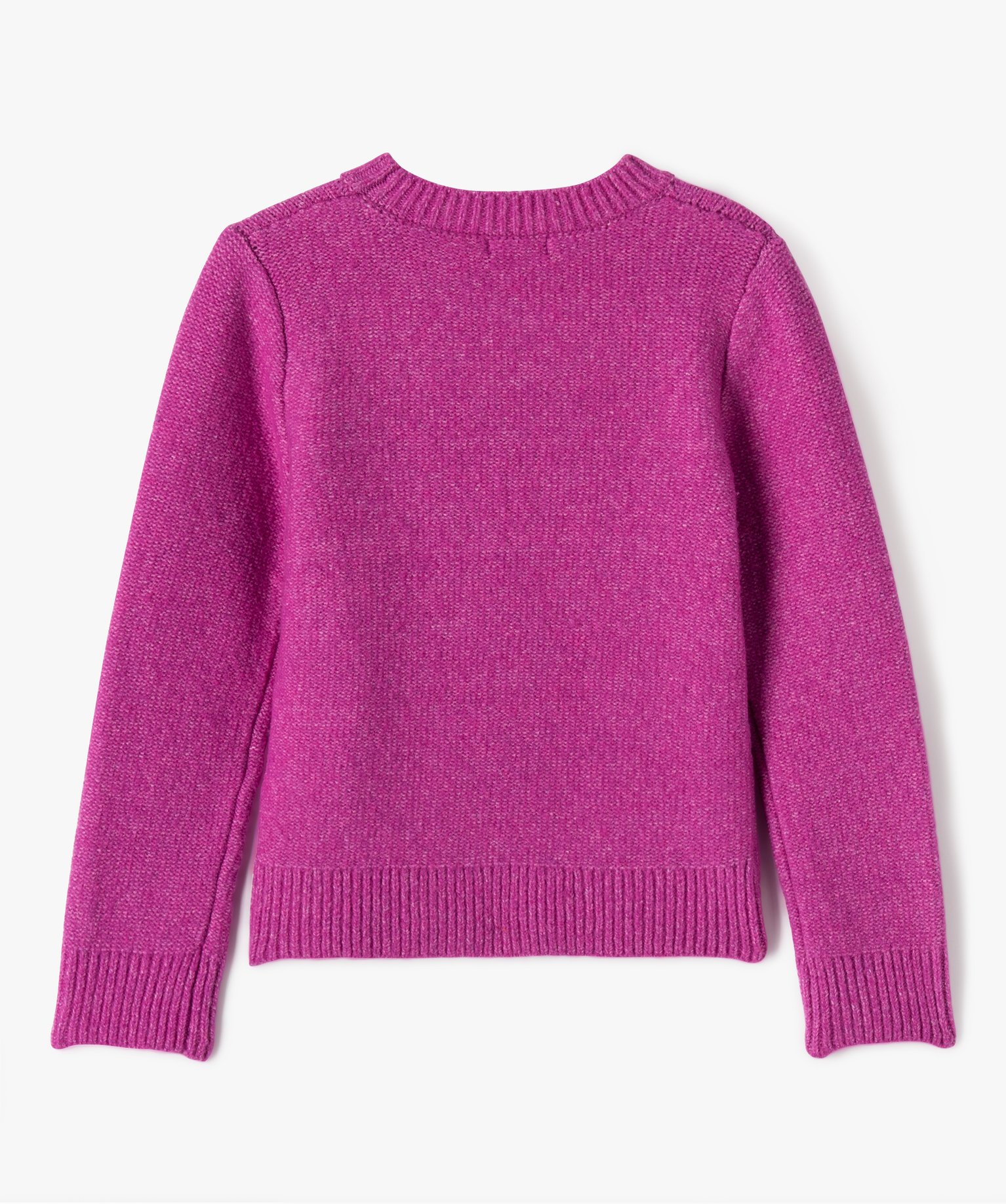 Pull en maille avec torsades sur l’avant fille violet | GEMO