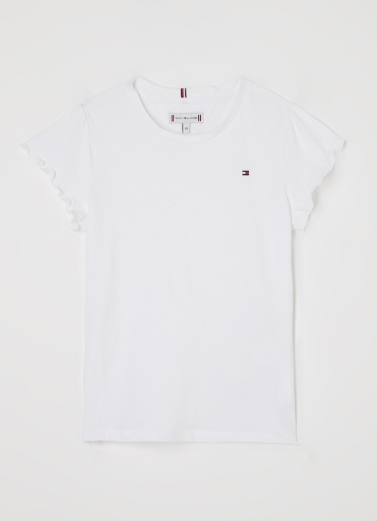 Tricou simplu de la Tommy Hilfiger, cu tiv cu volane.