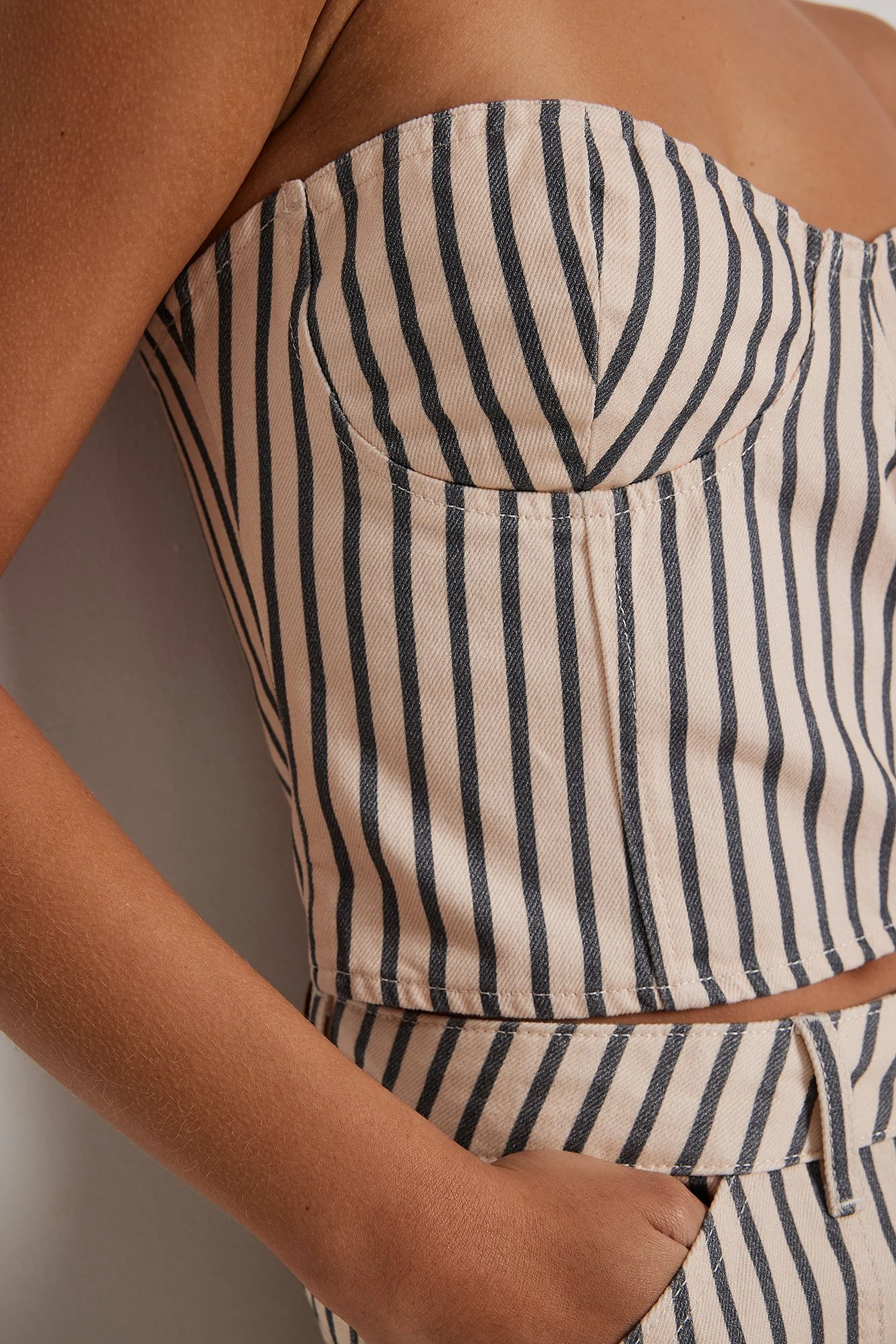 Gestreiftes Cargo-Denim-Top