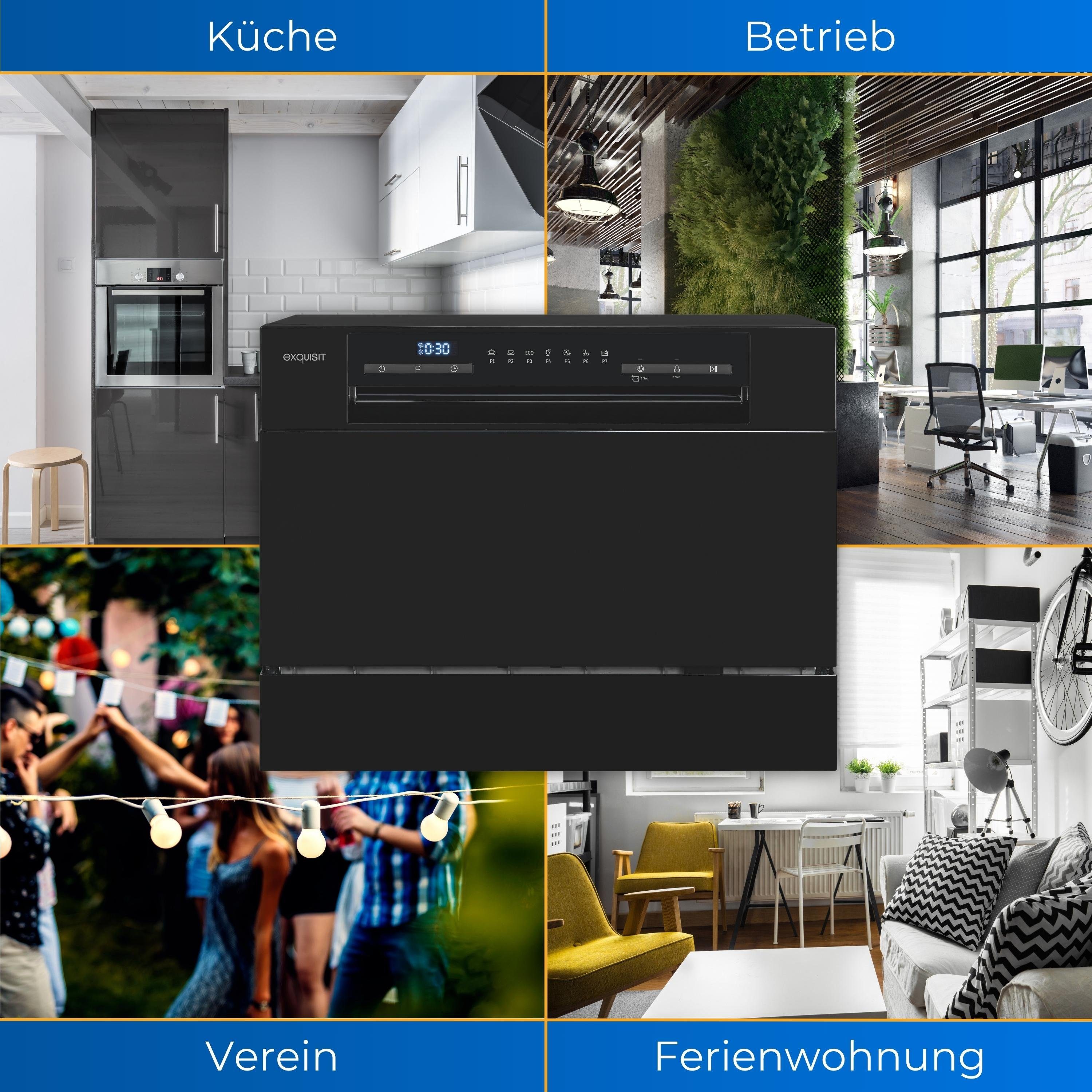 exquisit Tischgeschirrspüler, GSP206-030D, 6 Maßgedecke, kompakt und Platzsparend, ideal für kleine Küchen