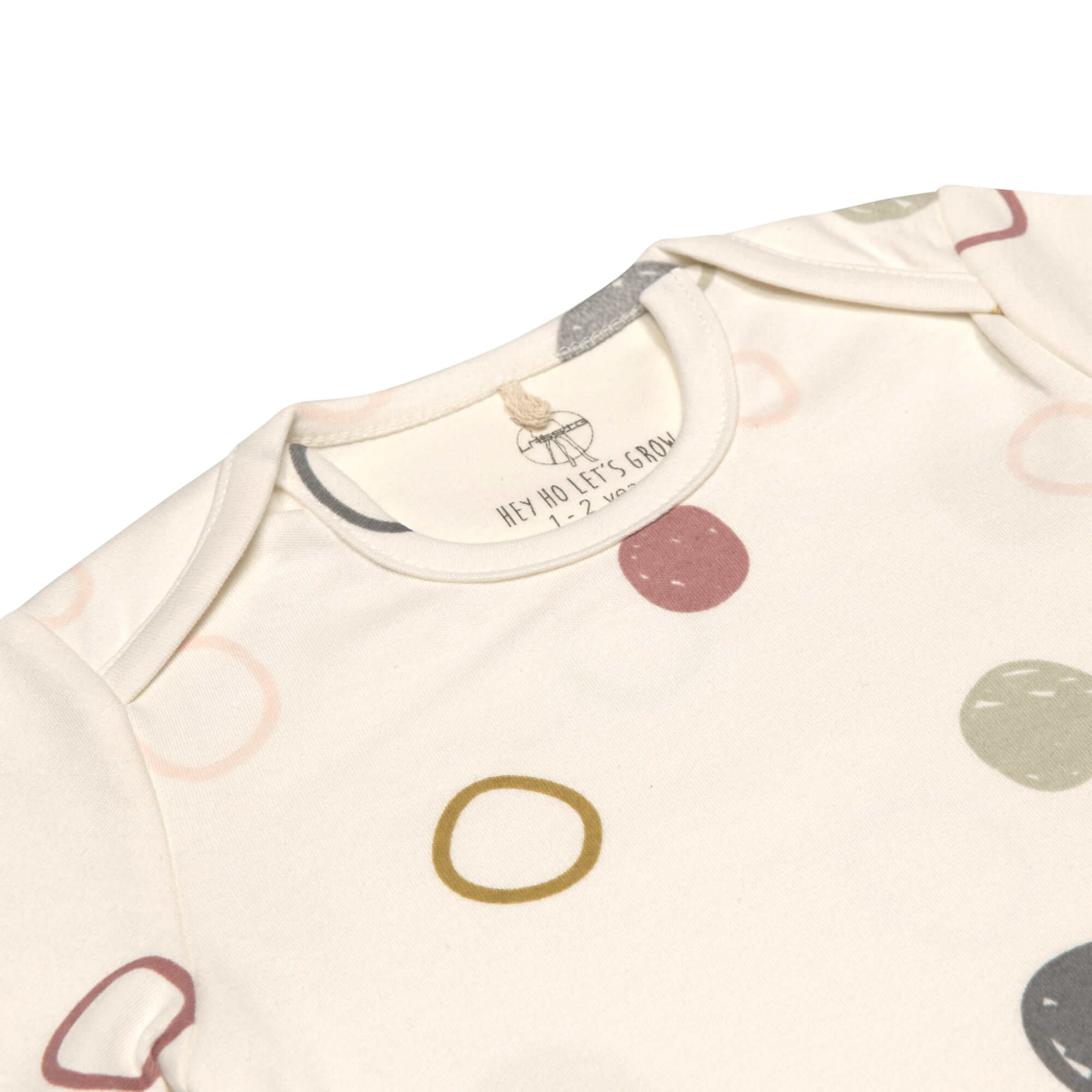 Baby Body langarm - Bio Baumwolle, Kreise, Beige