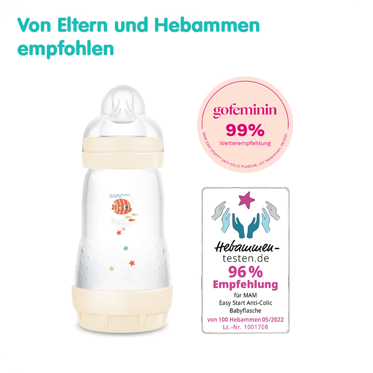 Babyflasche Easy Start Anti-Colic, creme, von Geburt an, 260 ml, 1 St