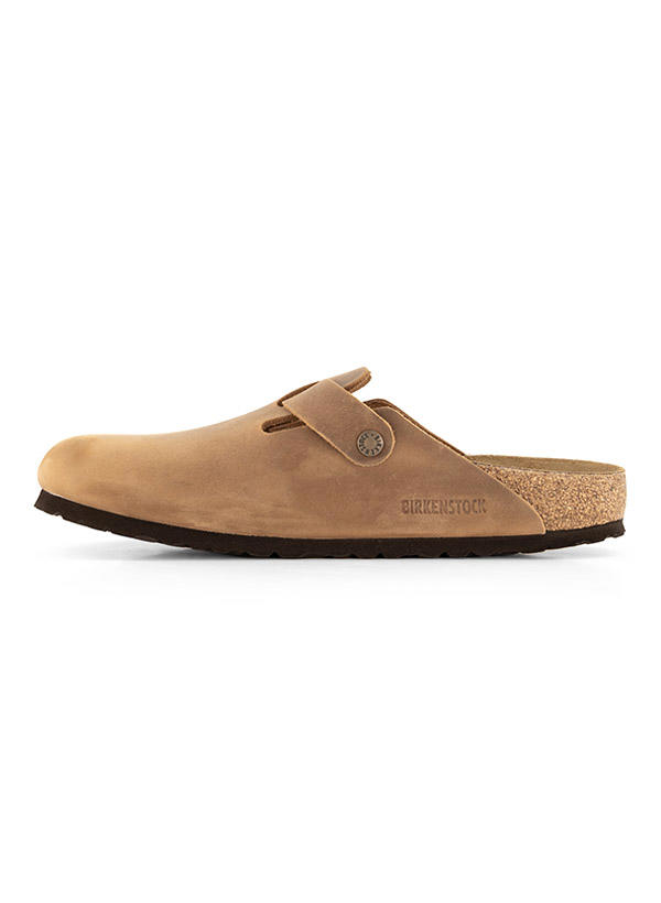 BIRKENSTOCK, Clogs Boston, Nubukleder geölt, Schmale Passform, cognac
