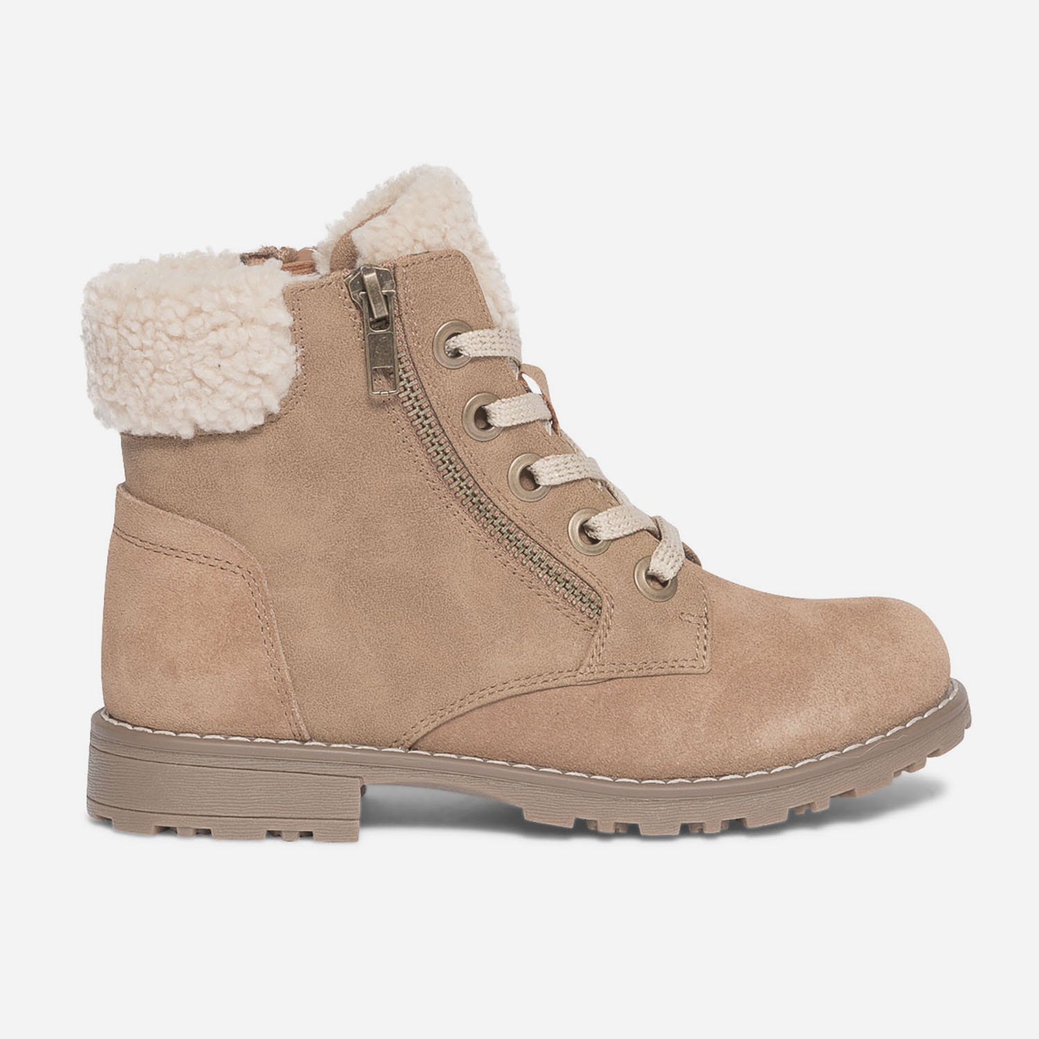 Boots à lacet camel clair avec haut fourré