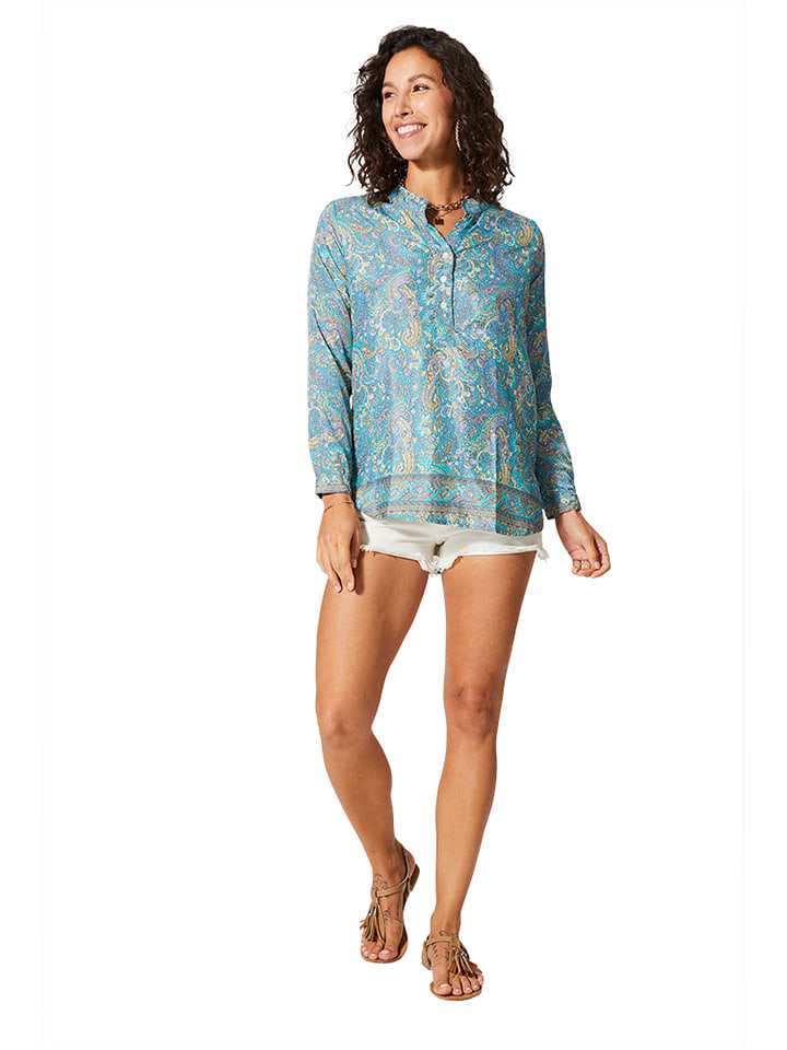 Aller Simplement Bluse in Blau/ Gelb günstig kaufen
