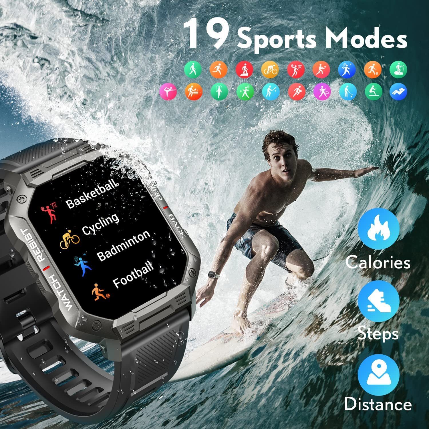 Manike NX3 Pro Smartwatch (4,3 cm/1,69'' HD Voll Touchscreen Zoll) Spar - Set, mit wechselband aus weichem Silikon und Ladenkabel, Herzfrequenzmesser, Analyse von EKG-Daten, Blutdruckmessgerät