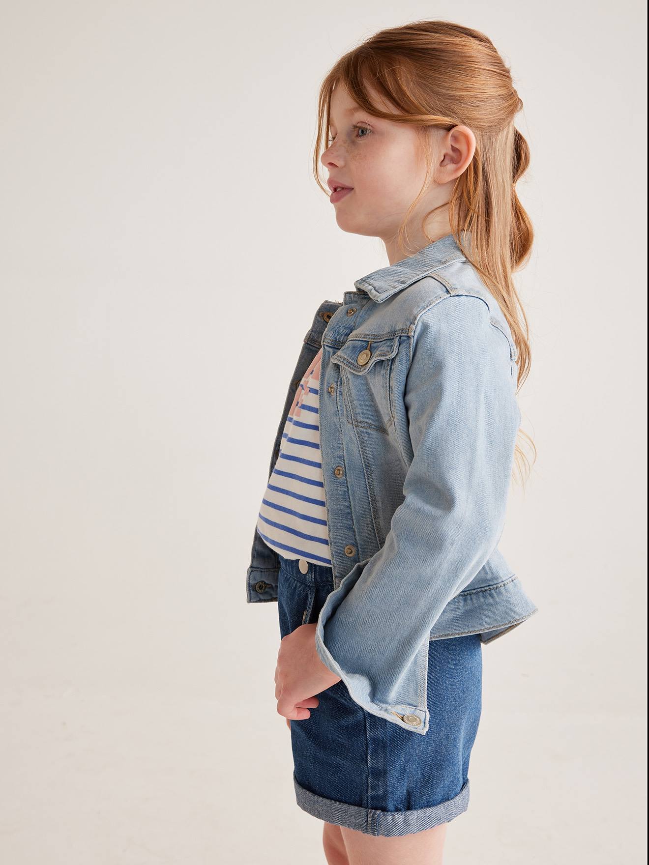 Vertbaudet Mädchen Jeansjacke, personalisierbar Oeko-Tex - blue stone
