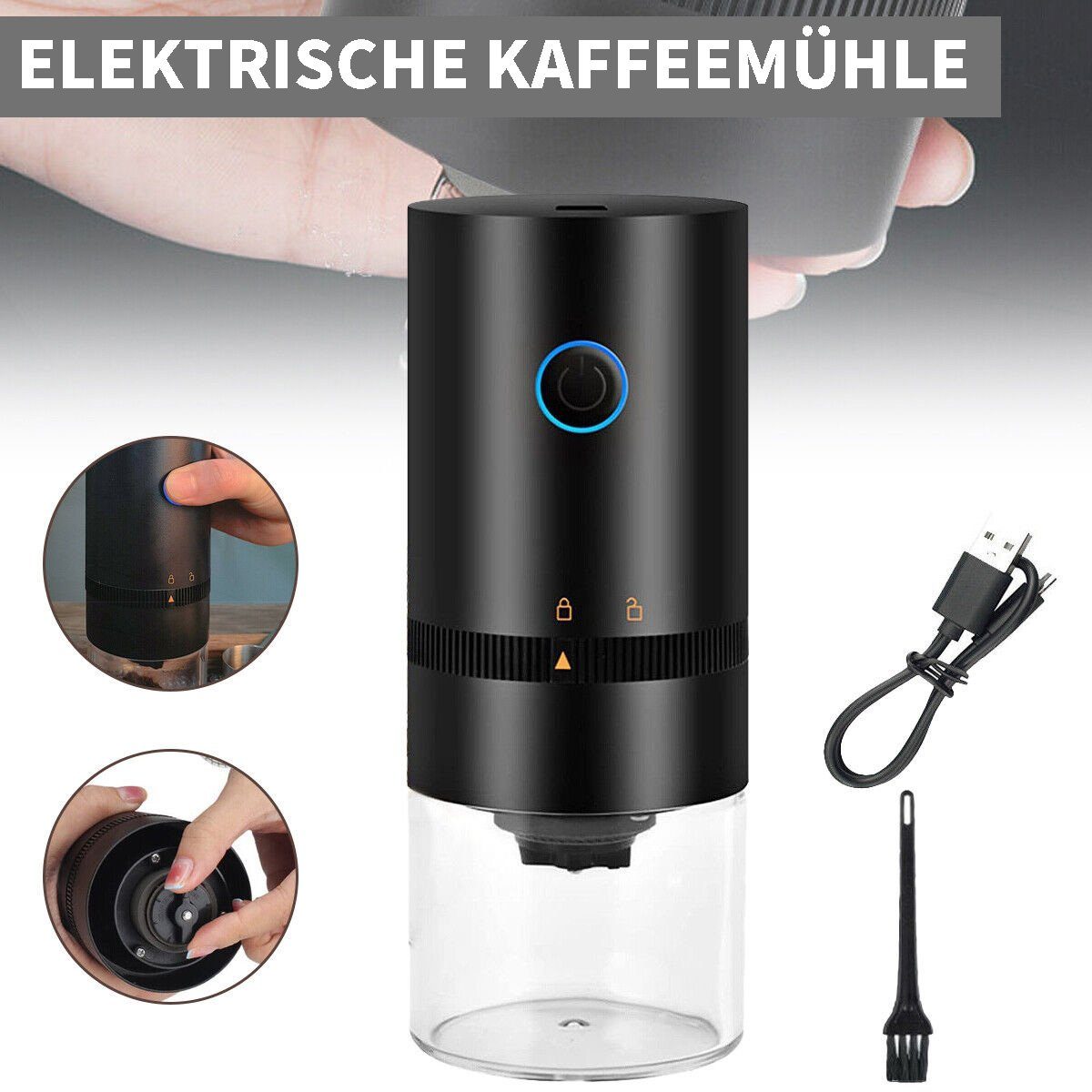 Yoyaxi Kaffeemühle Kabellose Kaffeemühle, elektrische USB-wiederaufladbare, Kaffeebohnenmühle