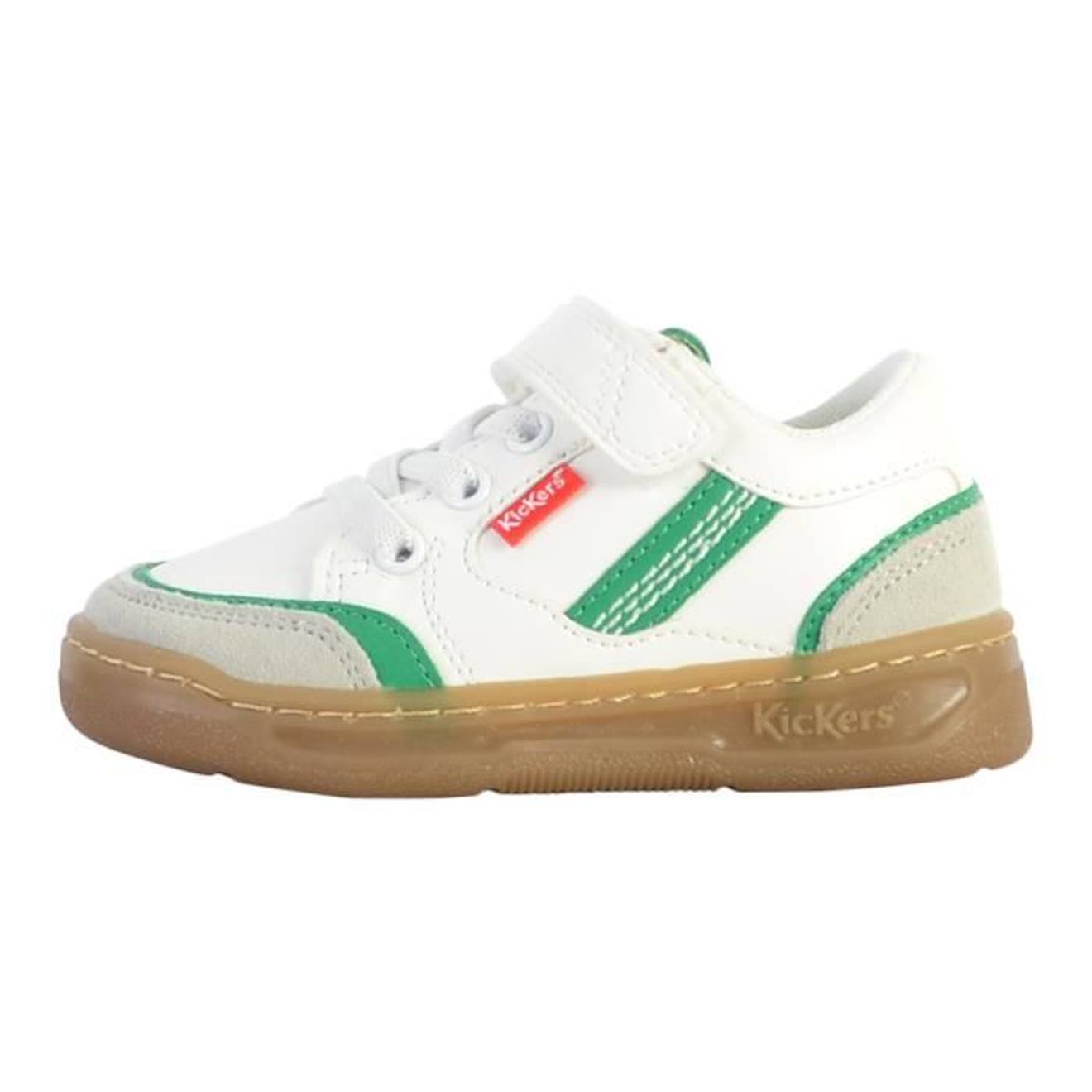 Basket Cuir Enfant Kickers Kouic blanc