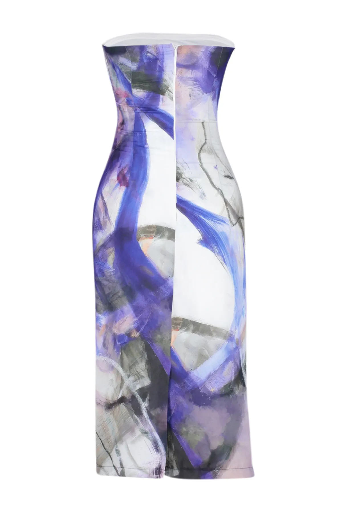 Trendyol Collection  Blaues, gerade geschnittenes Midikleid aus gewebtem Satin mit abstraktem Muster TWOSS24EL00933