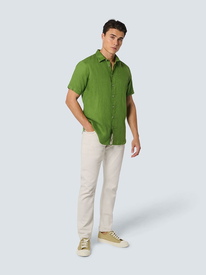 No Excess Leinen-Hemd in Grün günstig kaufen