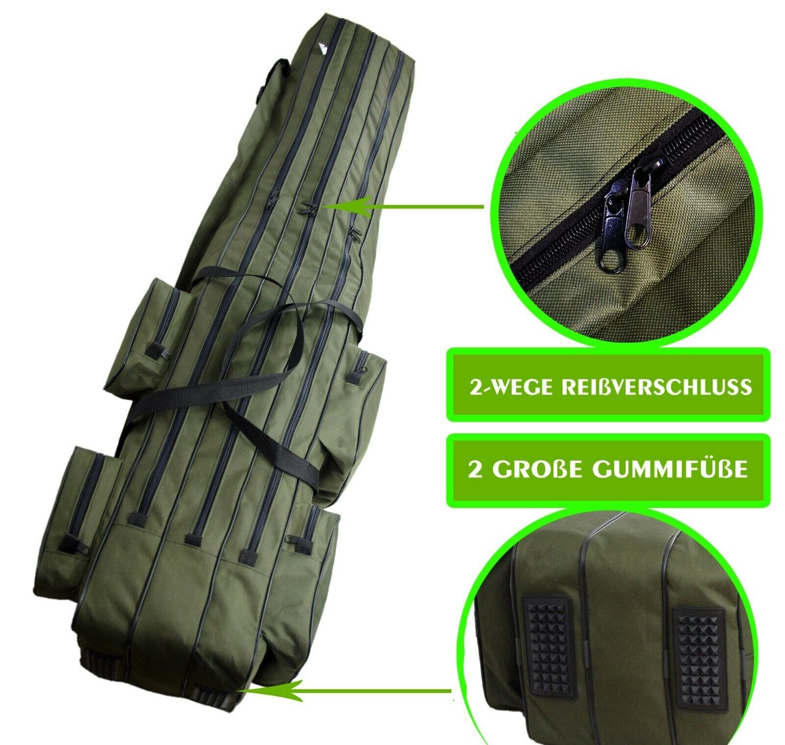 Aves-24 Angelrutentasche Rutenfutteral PREMIUM RUTENTASCHE Angeltasche 2, 3 Kammer 150 - 190cm, 160 cm, 3 Kammern