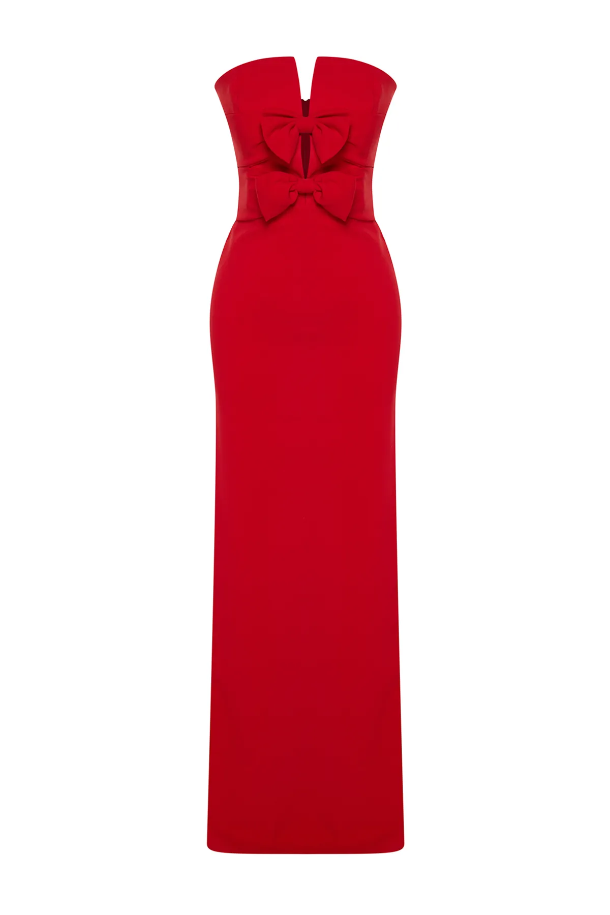 Trendyol Collection  Langes Abendkleid mit rotem Schleifendetail TPRSS24AE00073
