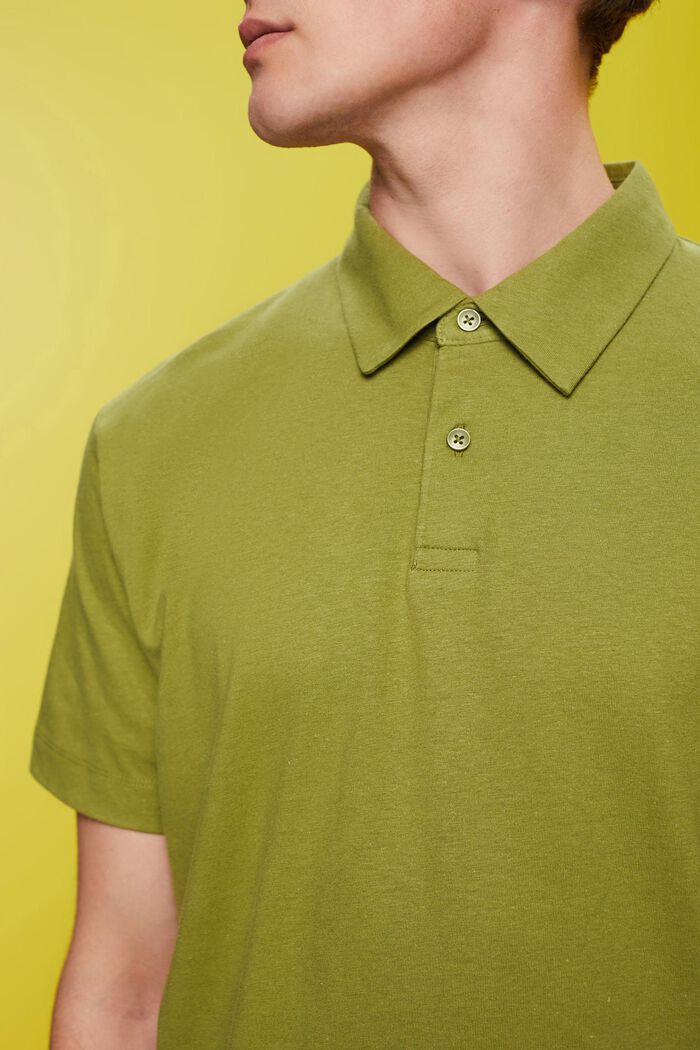 Jersey Poloshirt, Baumwolle-Leinen-Mix