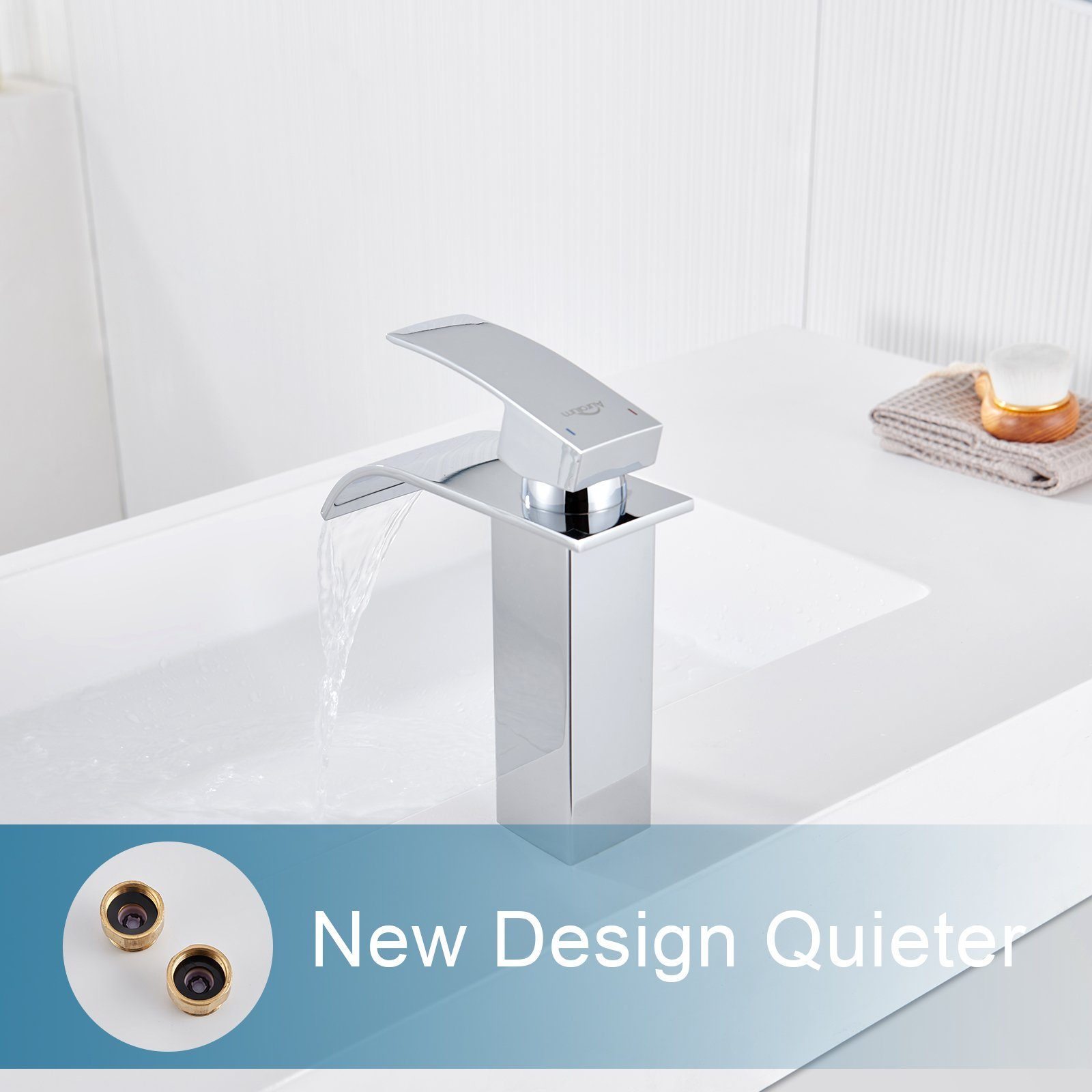 Auralum Waschtischarmatur Wasserfall Wasserhahn Badarmatur Waschbecken Einhand Mischbatterie Wasserfall-Design