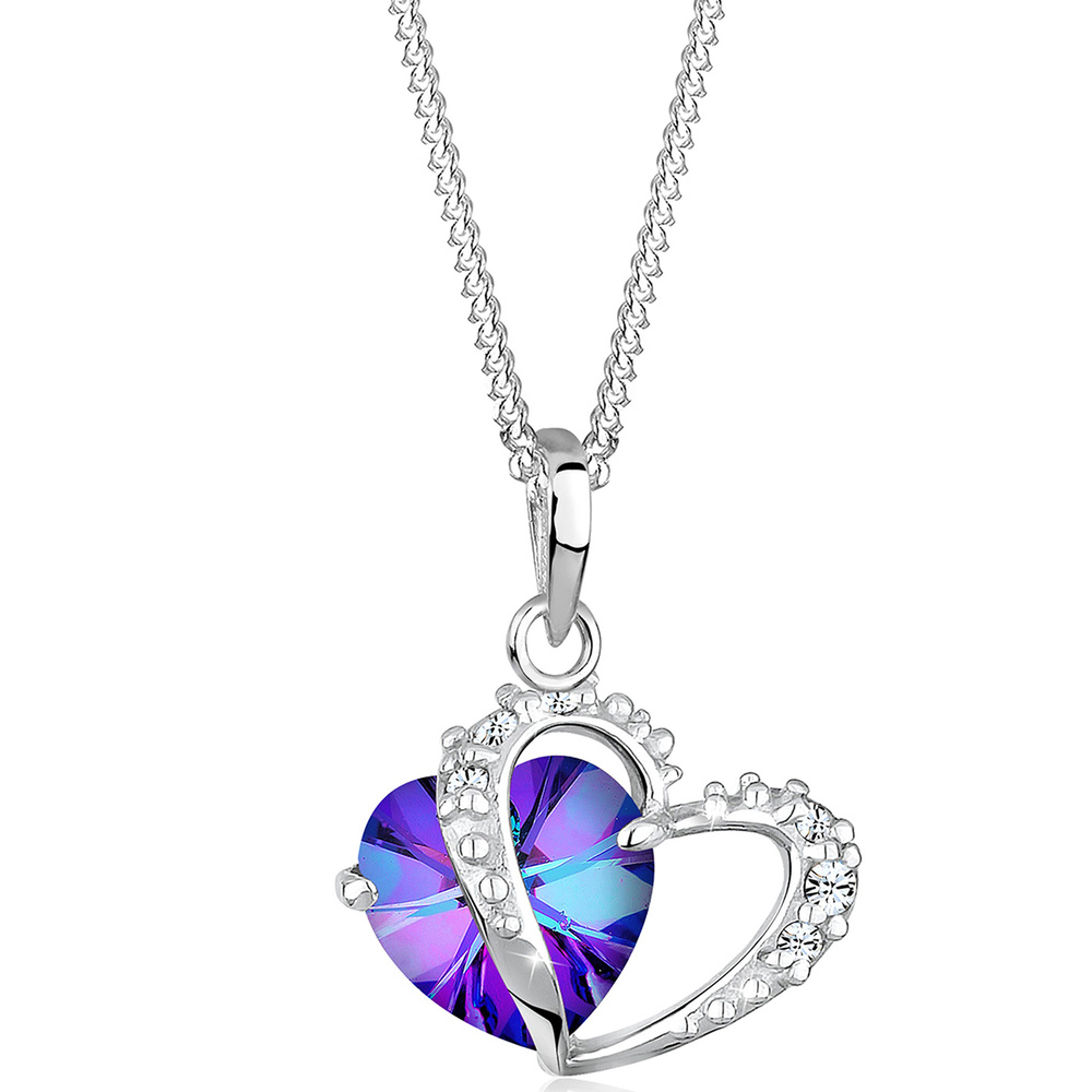 Elli Elli Collier Femme Pendentif Coeur Précieux avec Cristaux en Argent Sterling 925 collier