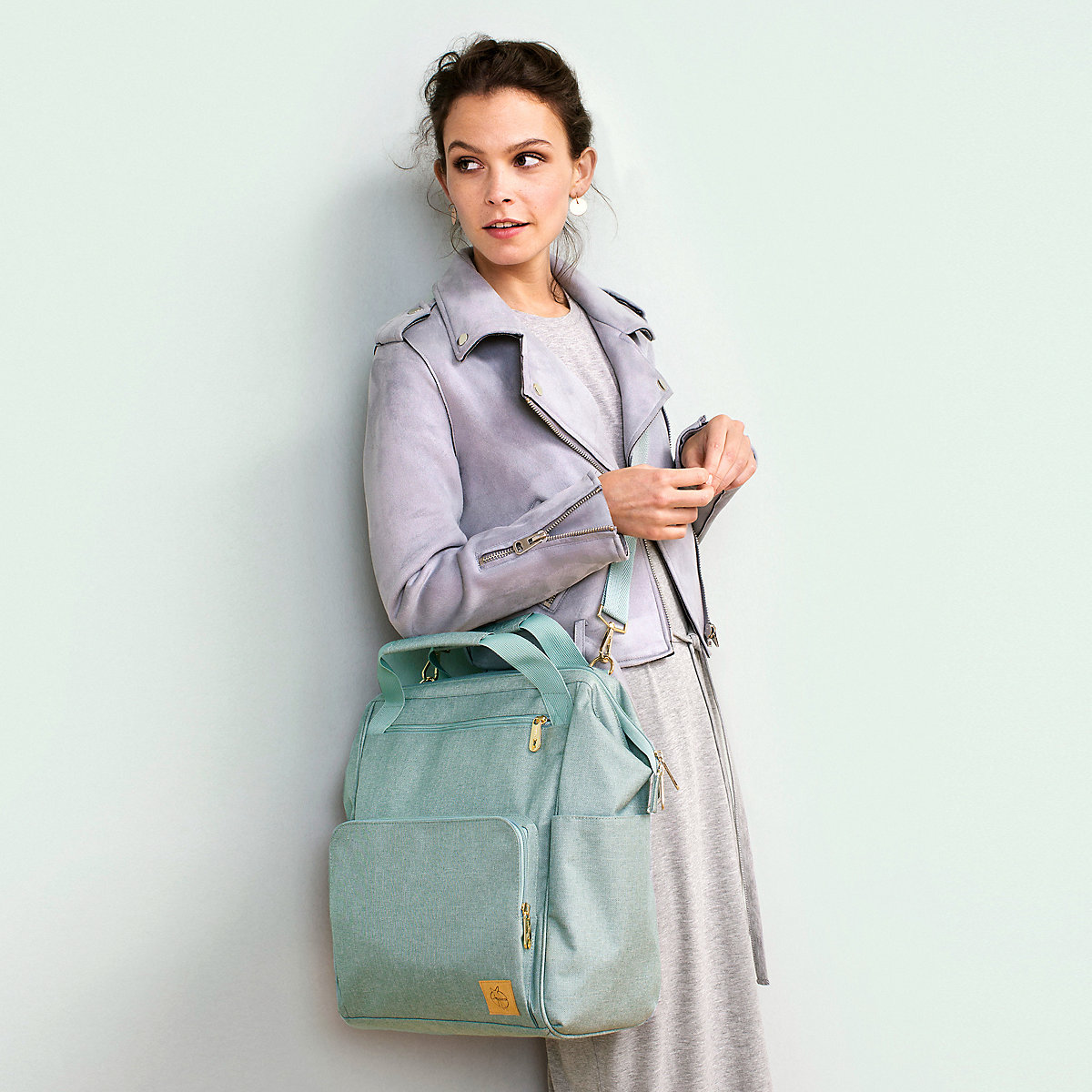 Wickelrucksack Goldie Glam mint, inkl. Zubehör & Wickelunterlage