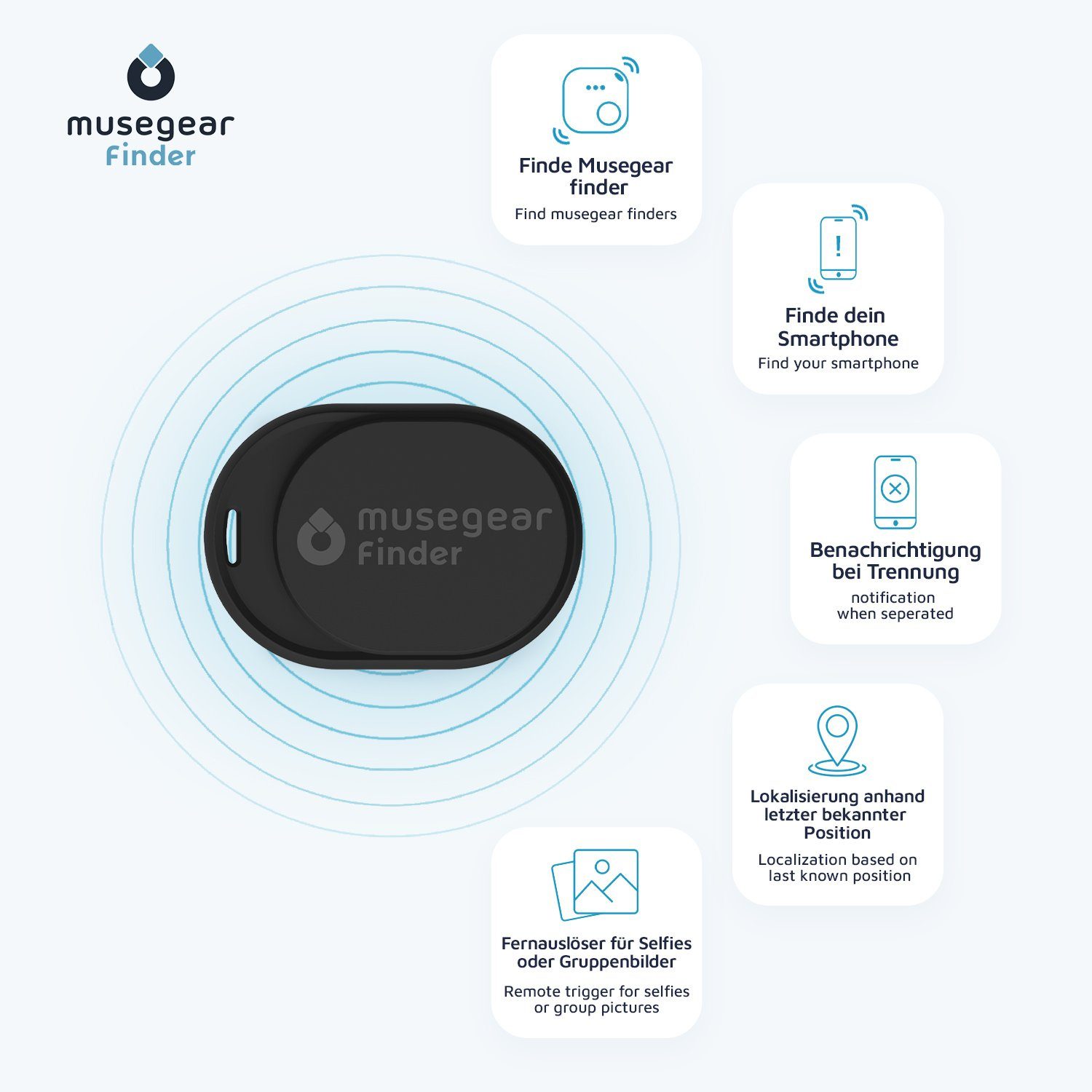 musegear Bluetooth®-Sender Schlüsselfinder mit Bluetooth App aus Deutschland