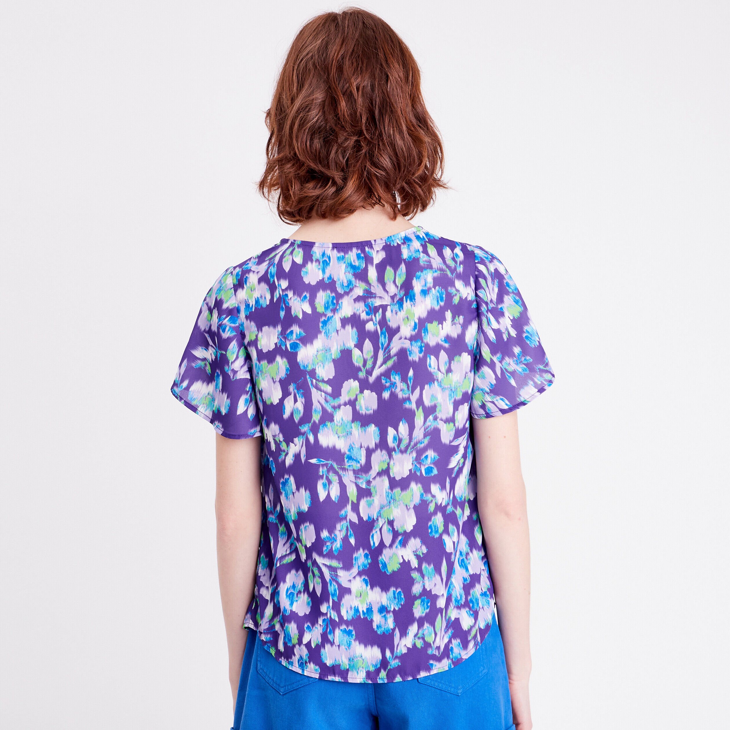 Blouse manches courtes imprimé violet femme | Cache Cache