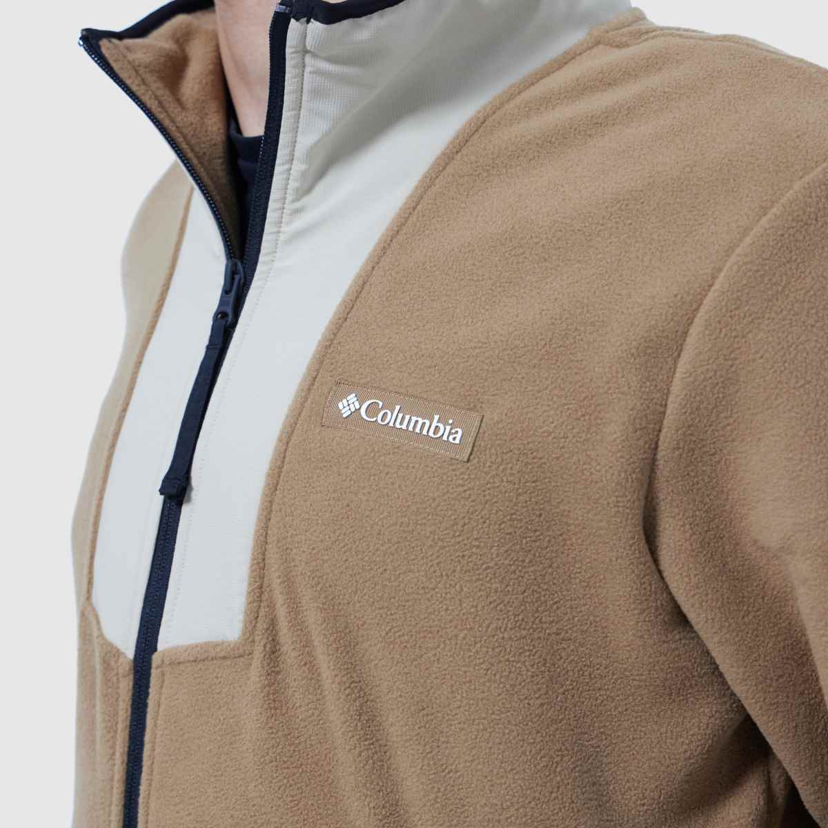 Columbia – Sequoia Grove – Beige, flerfärgad tröja med halv dragkedja