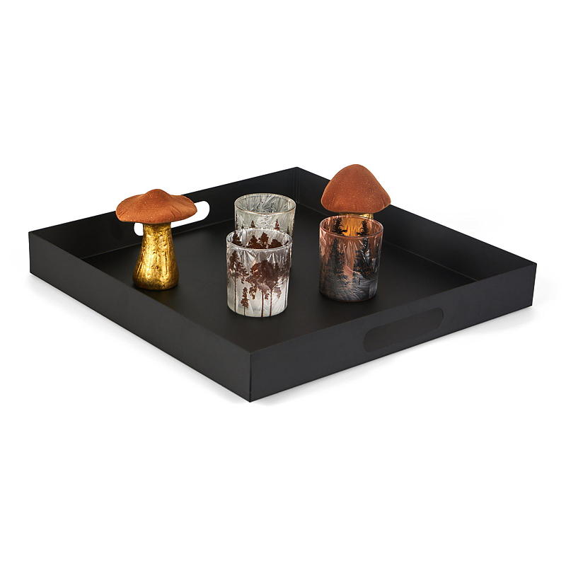 Home Lys/dekorfat 40x40x5 cm metall sort