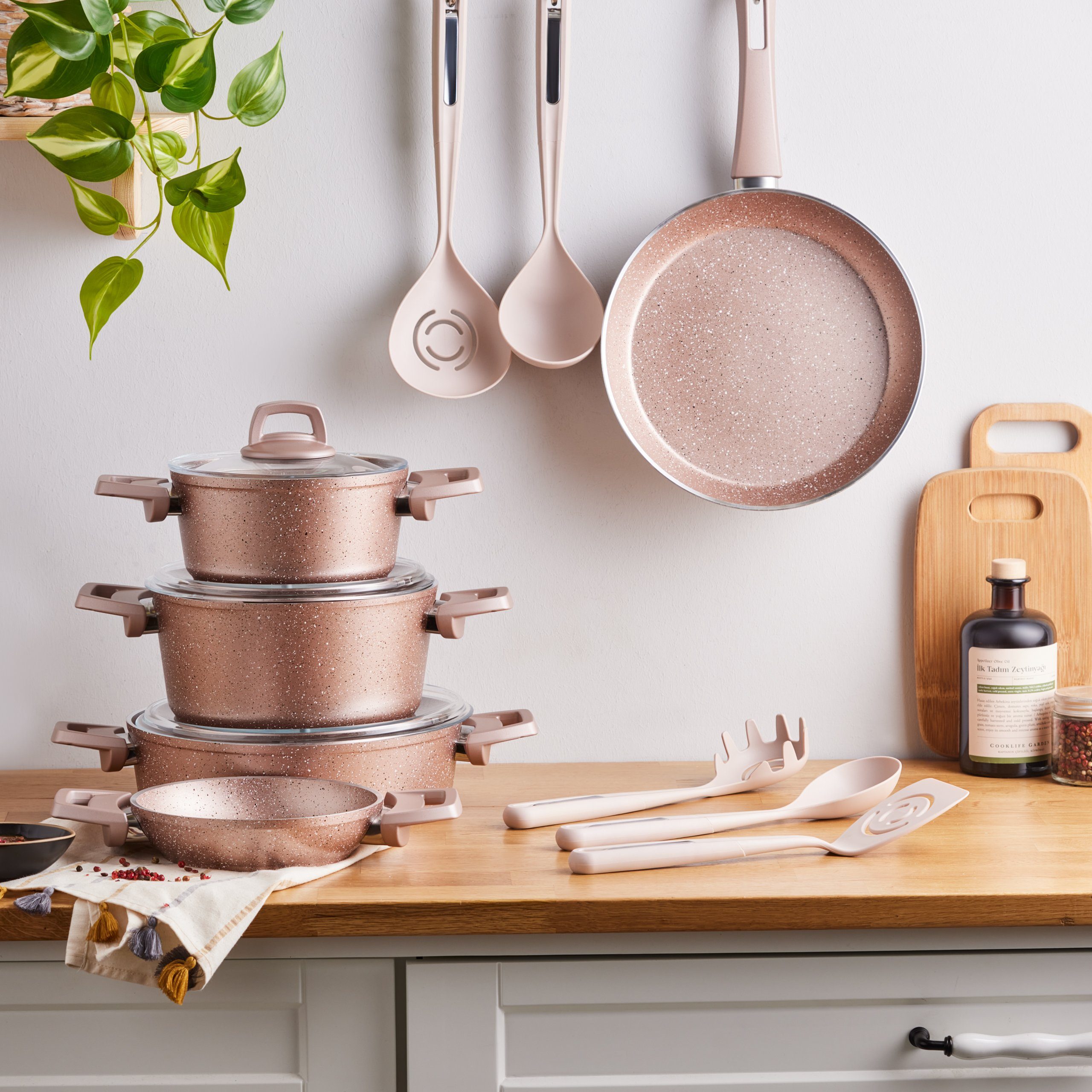 Karaca Topf-Set Biogranit Induktion 13 Teiliges Rosegold Kochtopfset