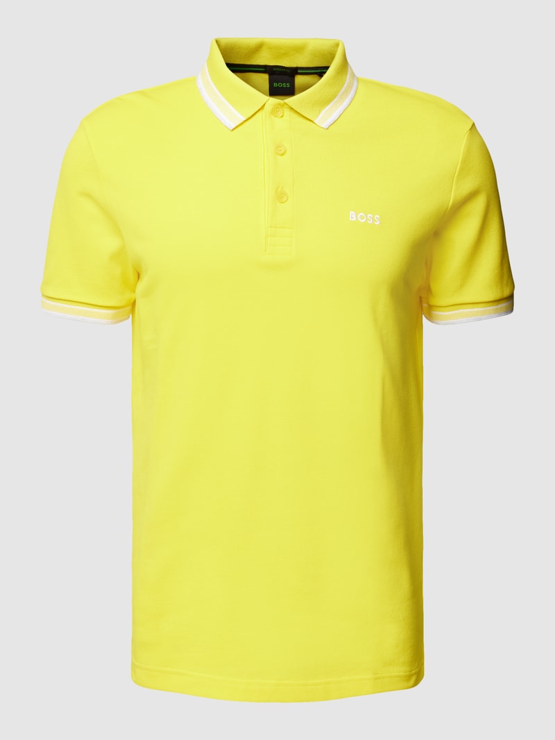 Poloshirt mit Label-Stitching Modell 'PADDY' in gelb