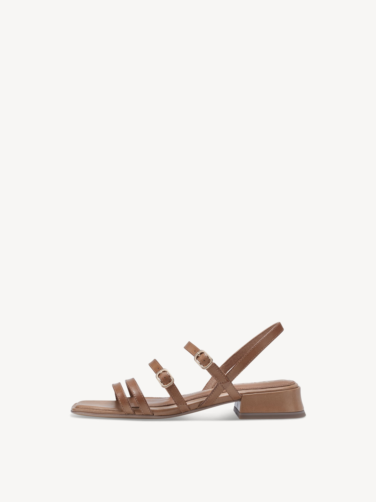 Sandale à talon en cuir - marron