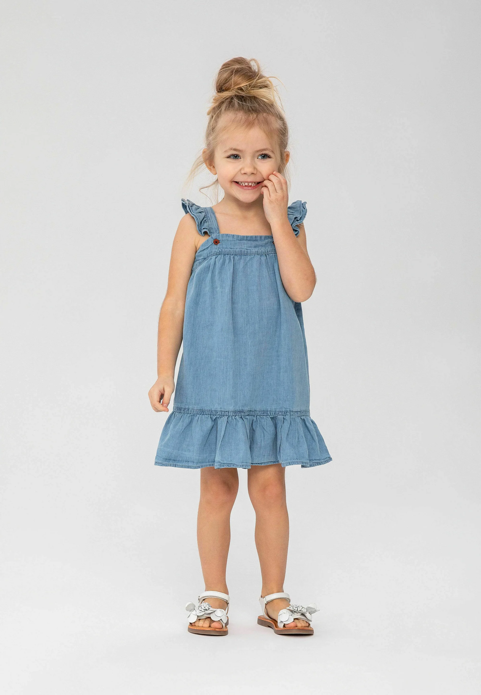 MINOTI CHAMBRAY VOLANTE - Vestido vaquero