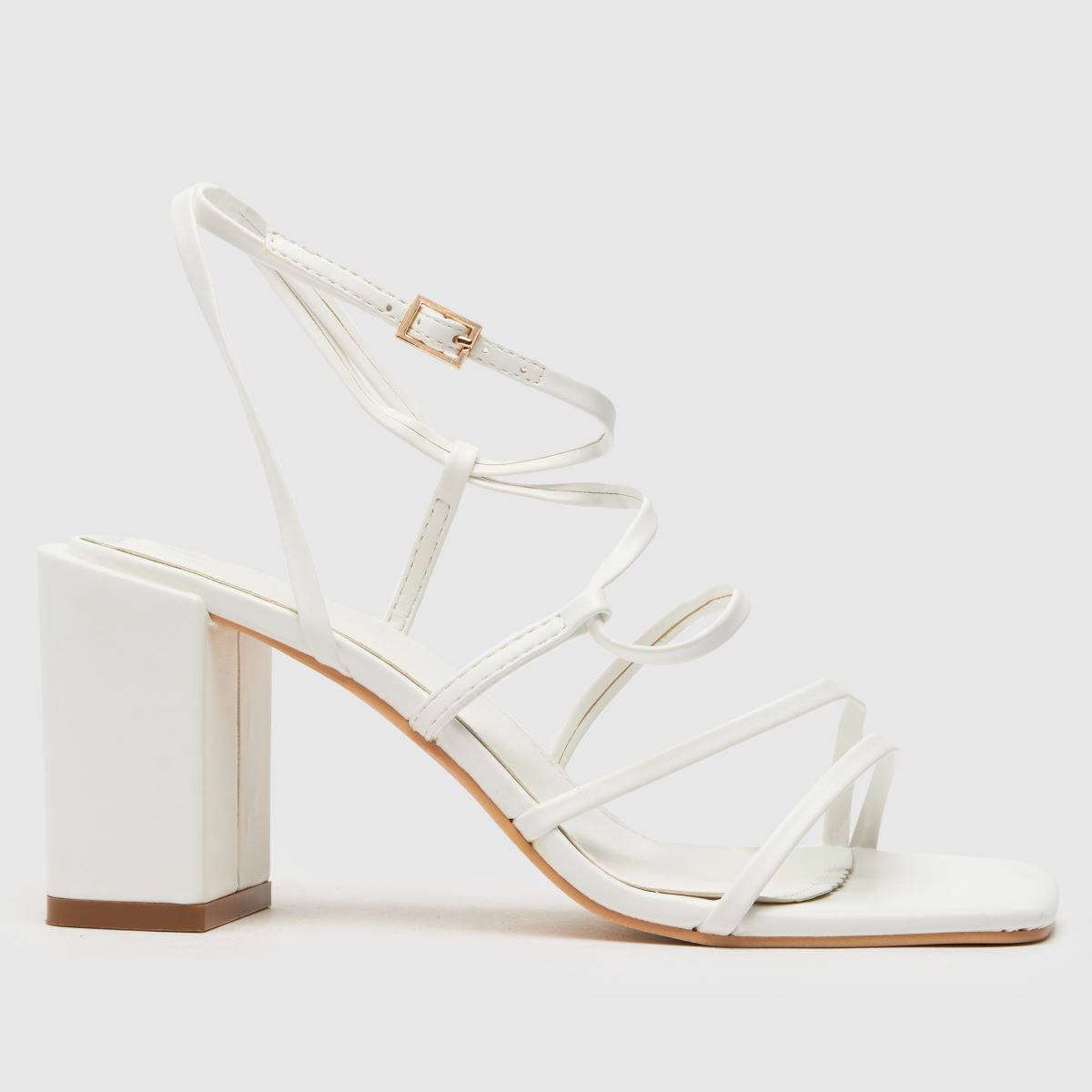 Schuh – Sasha – Vita höga klackar med blockklack och remmar