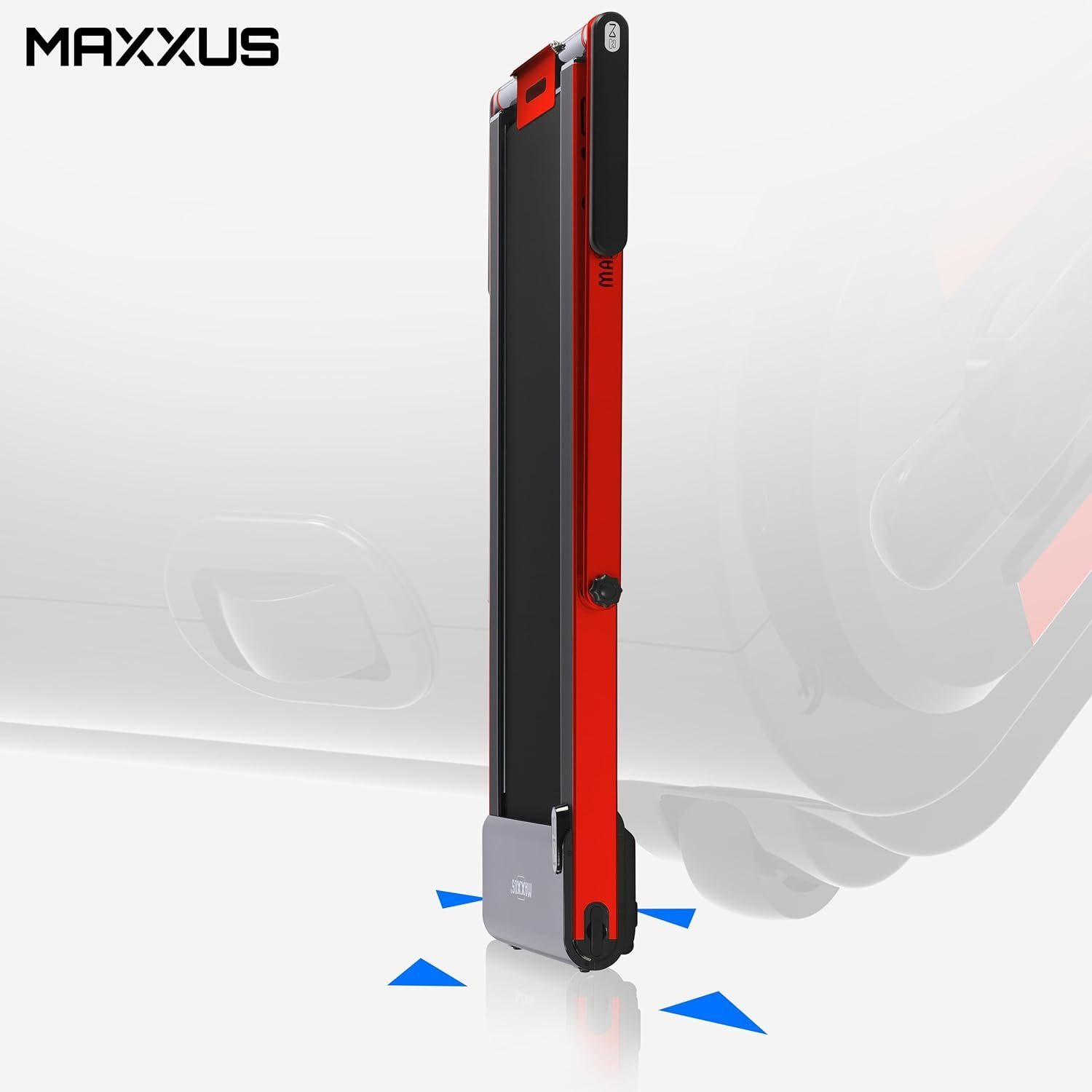 MAXXUS Laufband (Halterung, Rot/Silber/Bronze - Fitnessgerät für Zuhause, Büro, Trainin), Elektrisch 2 PS, 12 km/h, Klappbar, Lauffläche 125x45cm, mit Bluetooth