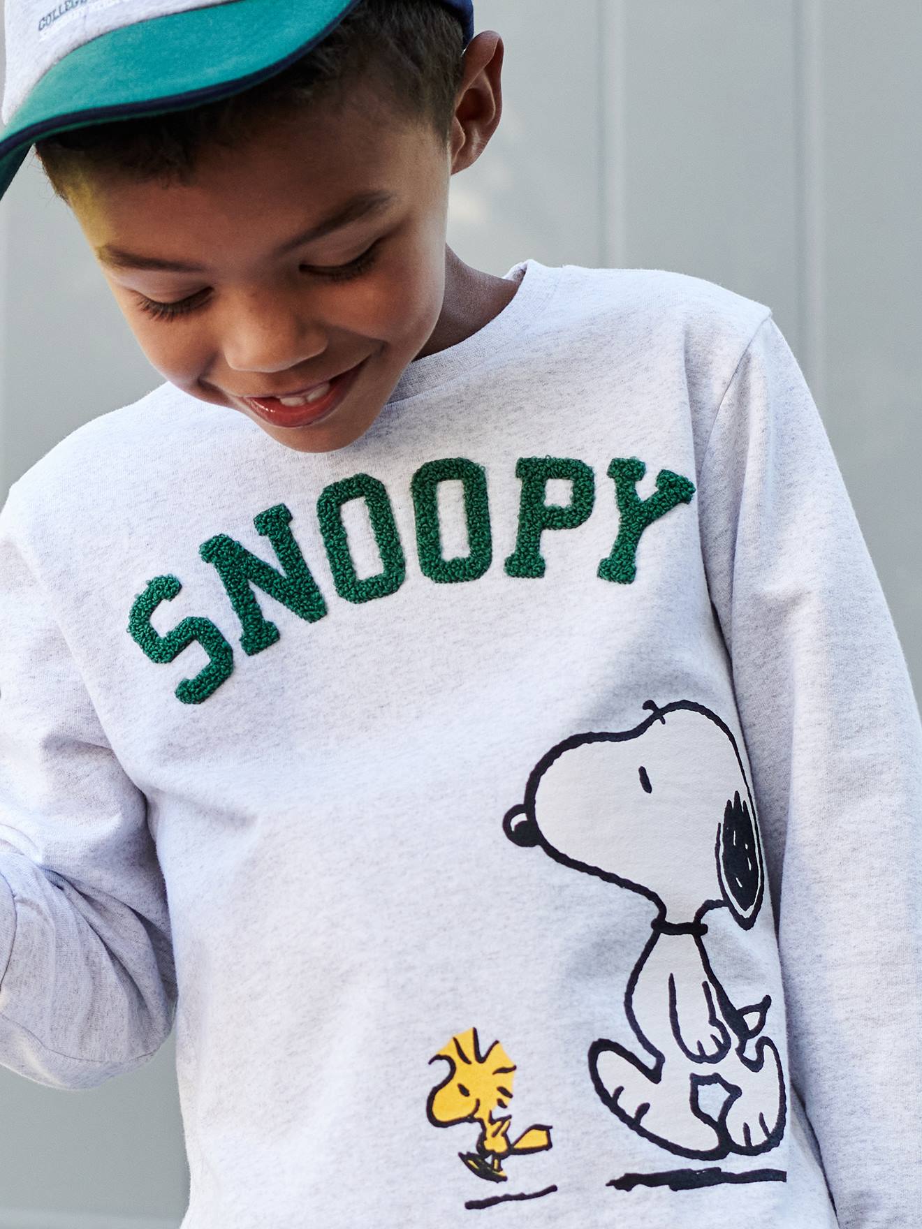 Sweat garçon Snoopy Peanuts® gris clair chine