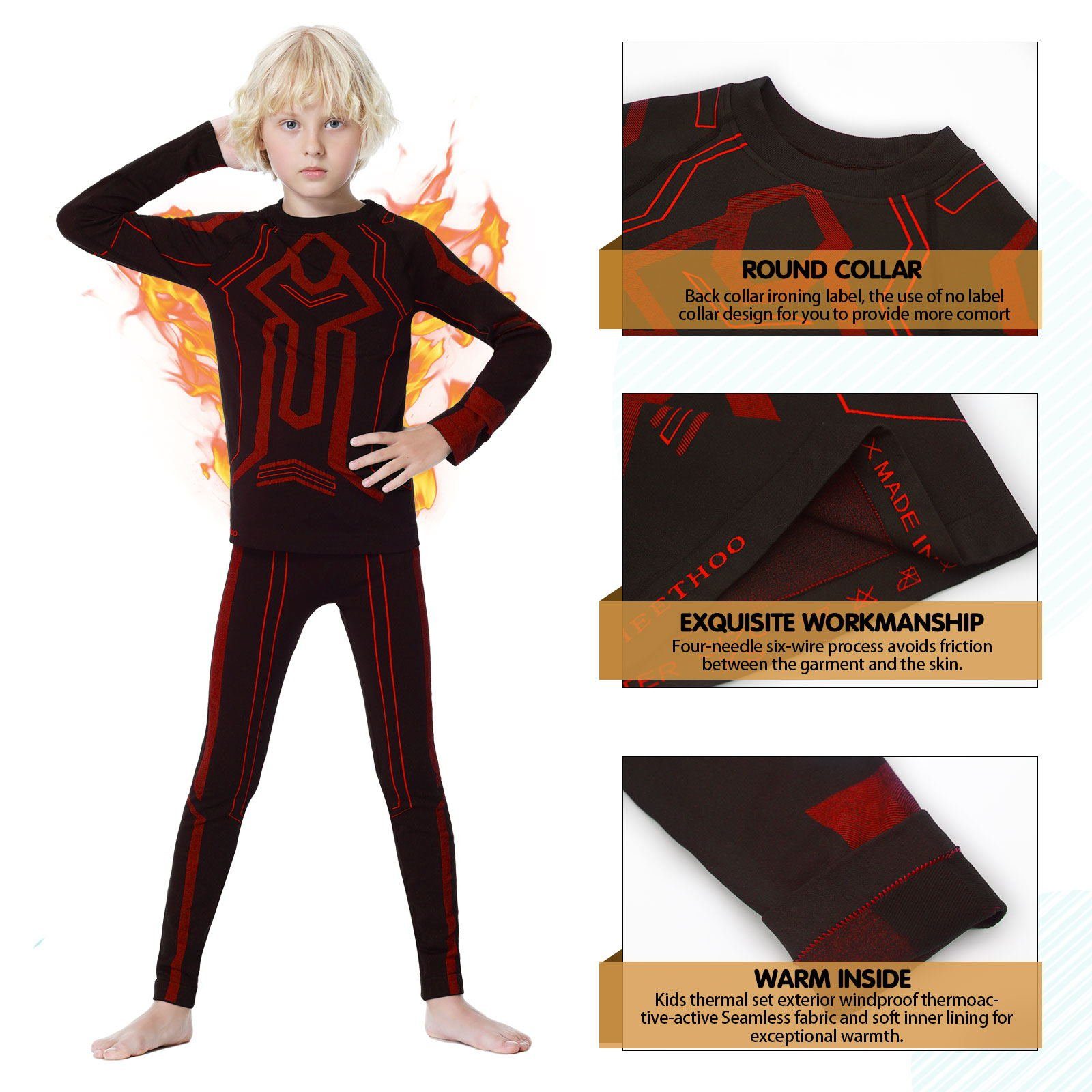 MEETYOO Thermounterhemd Kinder Funktionswäsche Thermounterwäsche Set (Unterhose Unterhemd, Basisschicht set 1 Stück / 2 Stück) Fleece Warm Atmungsaktiv