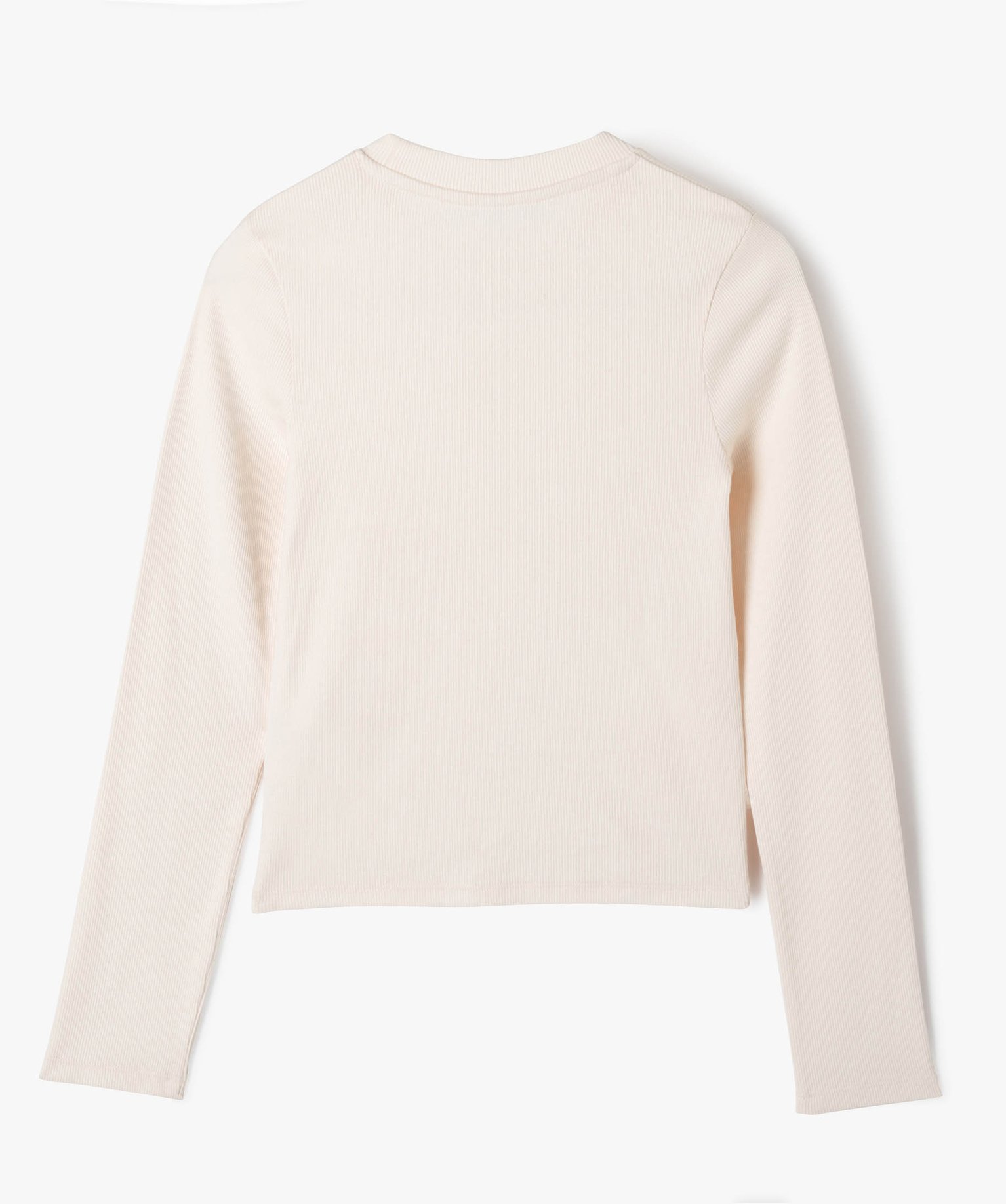 Tee-shirt à manches longues en maille ctelée fille ecru | GEMO