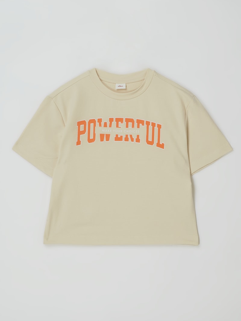 Boxy Fit T-Shirt mit Print in ecru