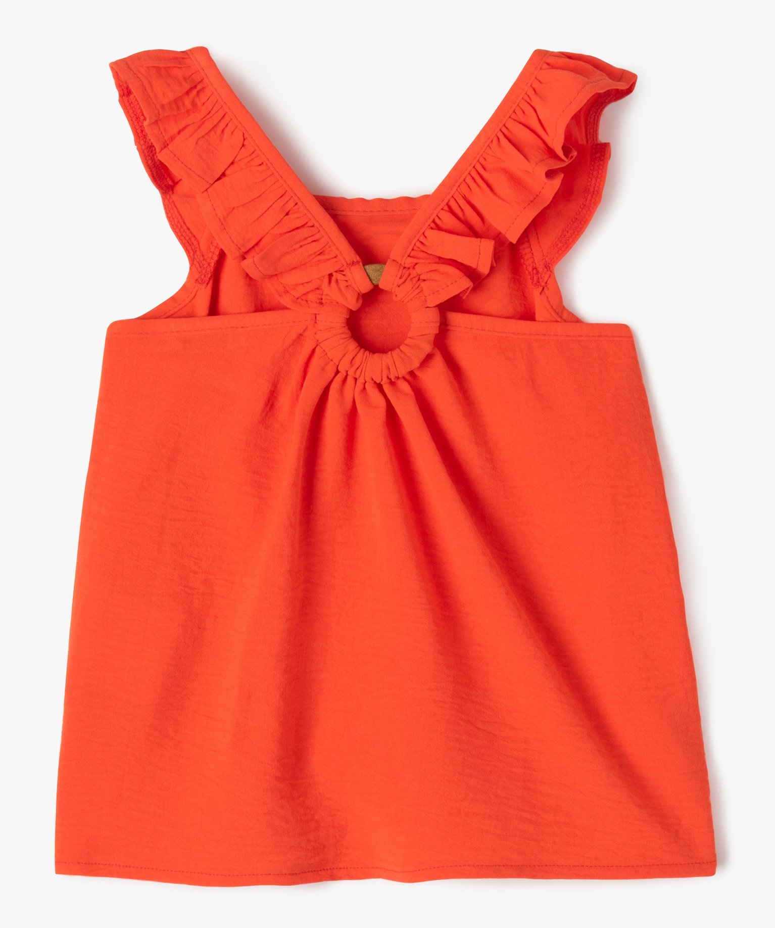 Blouse à bretelles volantées avec dos fantaisie fille orange | GEMO