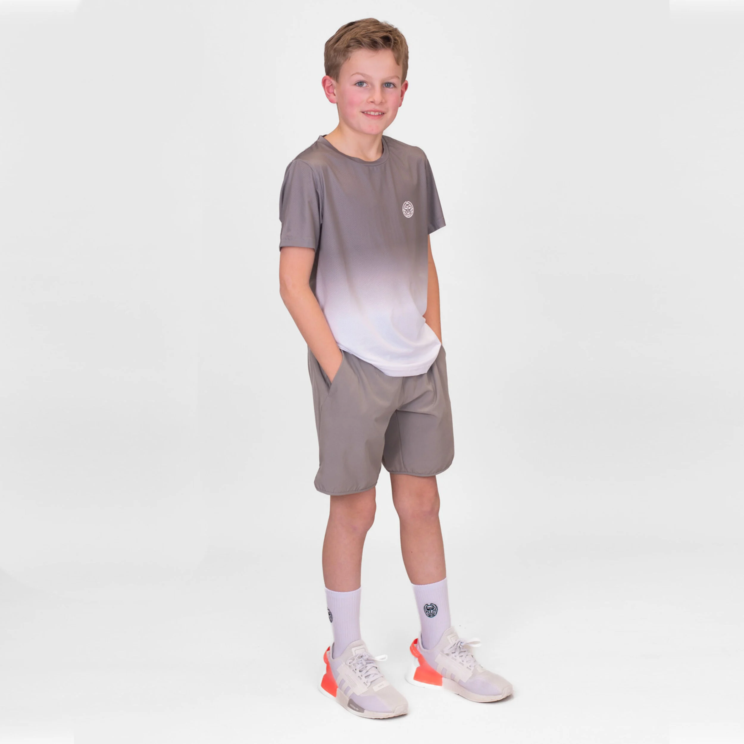 Crew Gradiant T-Shirt Jungen - Grau, Weiß