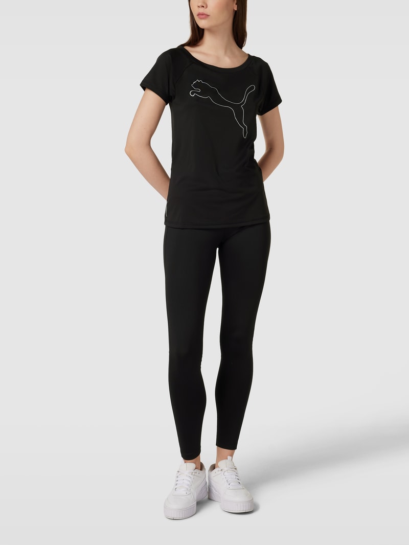 Leggings mit Label-Print in schwarz