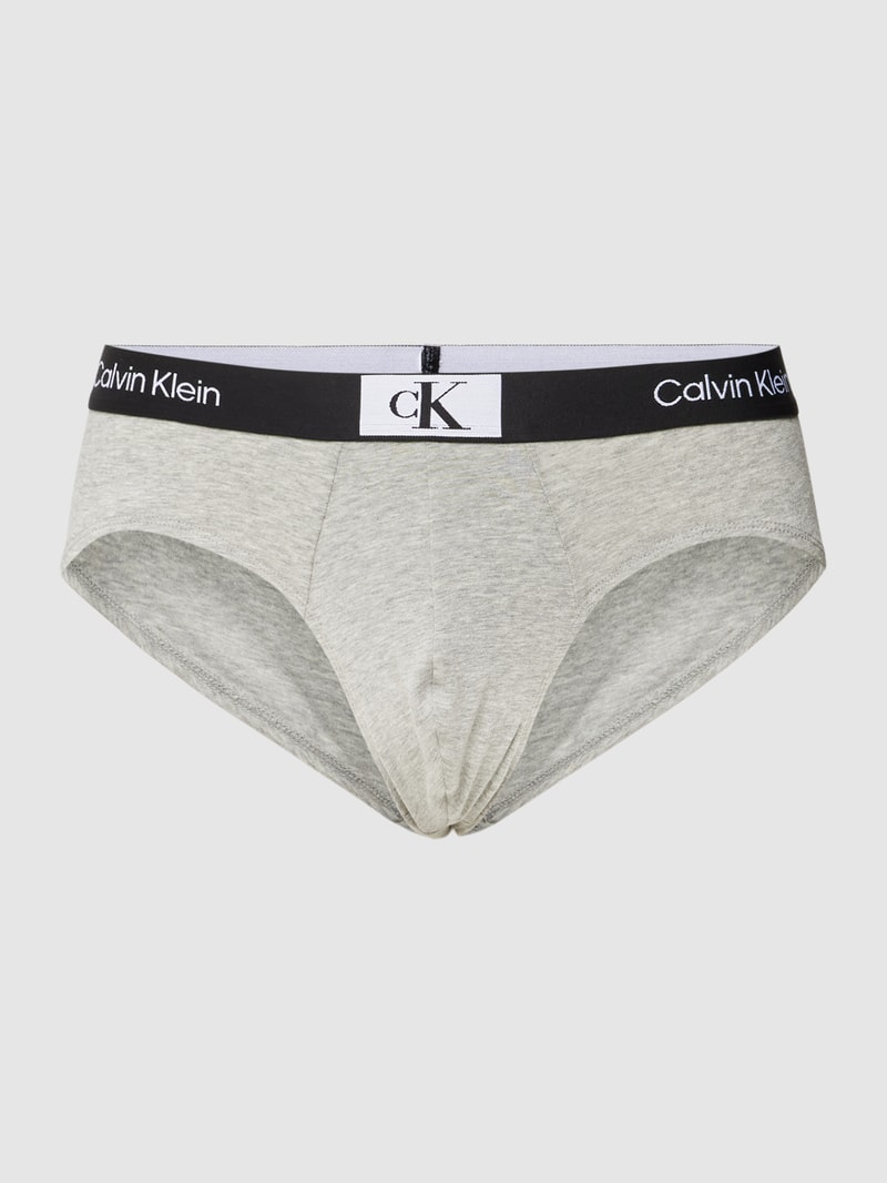 Slip mit Label-Detail in mittelgrau meliert