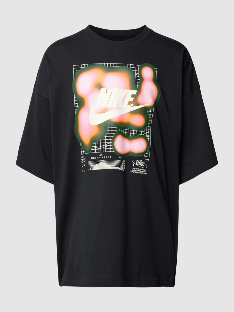 T-Shirt mit Label-Print in schwarz