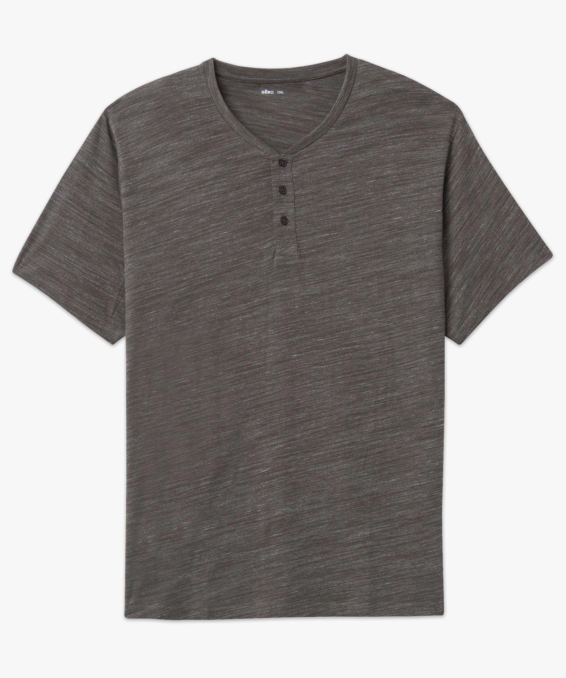 Tee-shirt homme grande taille avec col tunisien gris | GEMO