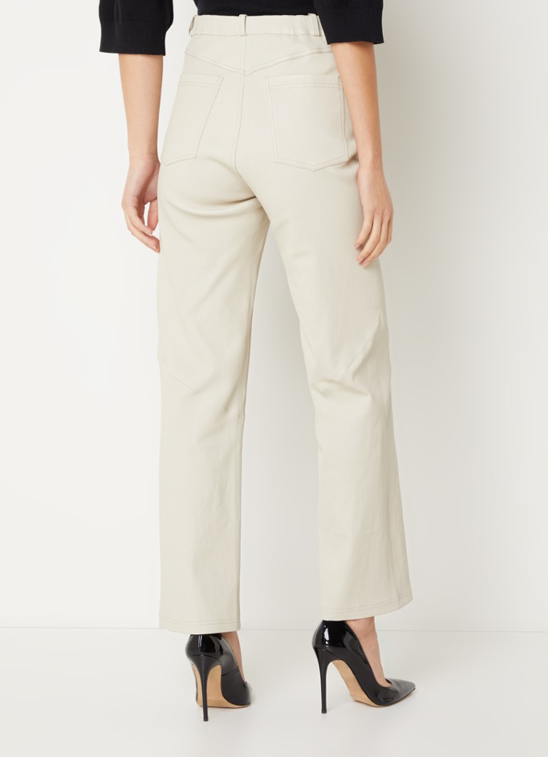 STUDIO AR by Arma Dona pantaloni in pelle di agnello a vita alta e taglio dritto con cuciture decorative