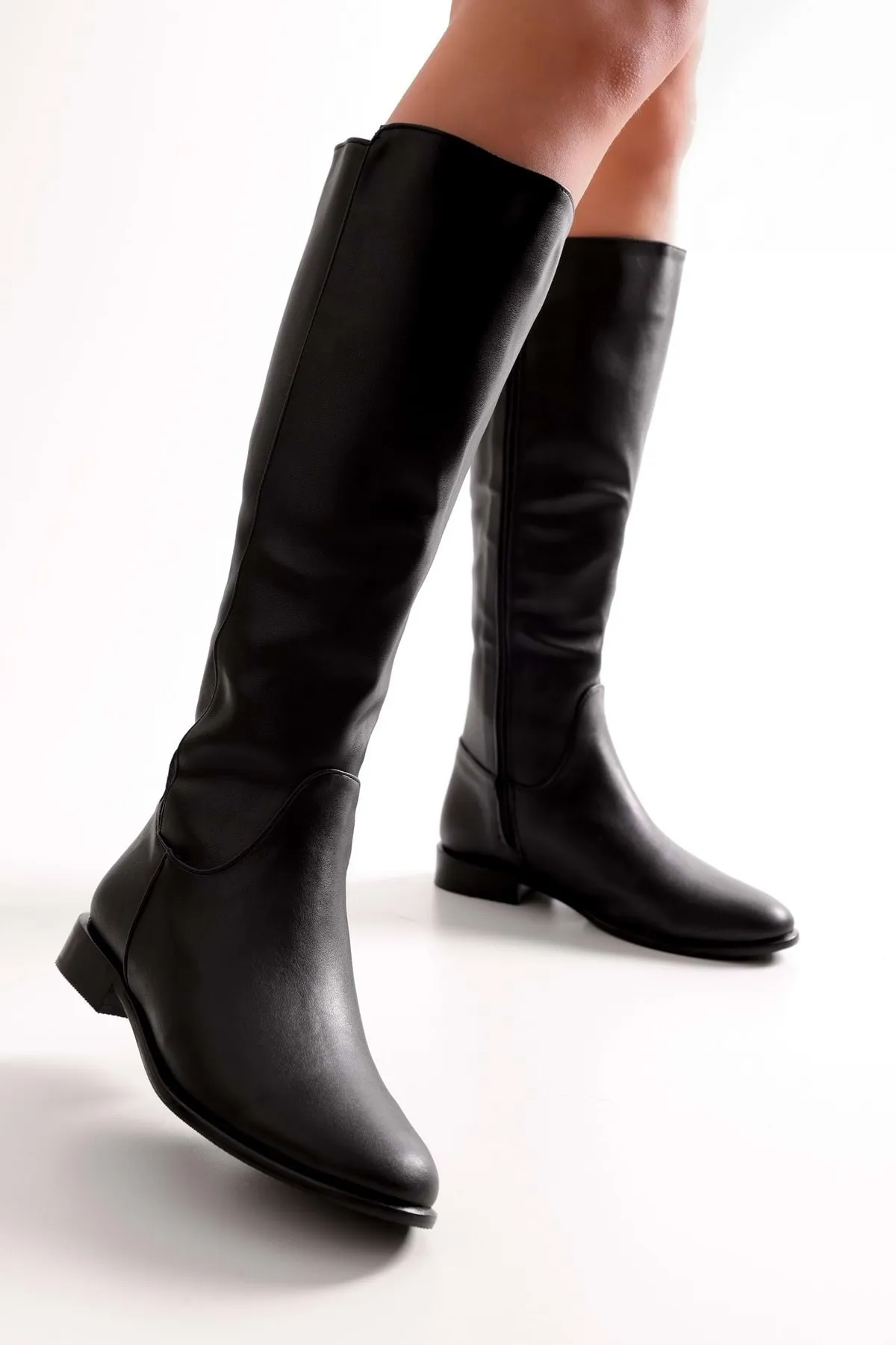Shoeberry  Damen Deny Black Skin Stiefel Black Skin
