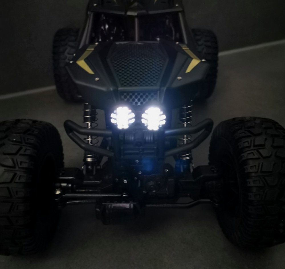 BruKa RC-Auto Robuster Geländewagen PANTHER XXL mit LED-Scheinwerfern, Ferngesteuertes Auto mit 4x4 Allradantrieb, 50cm
