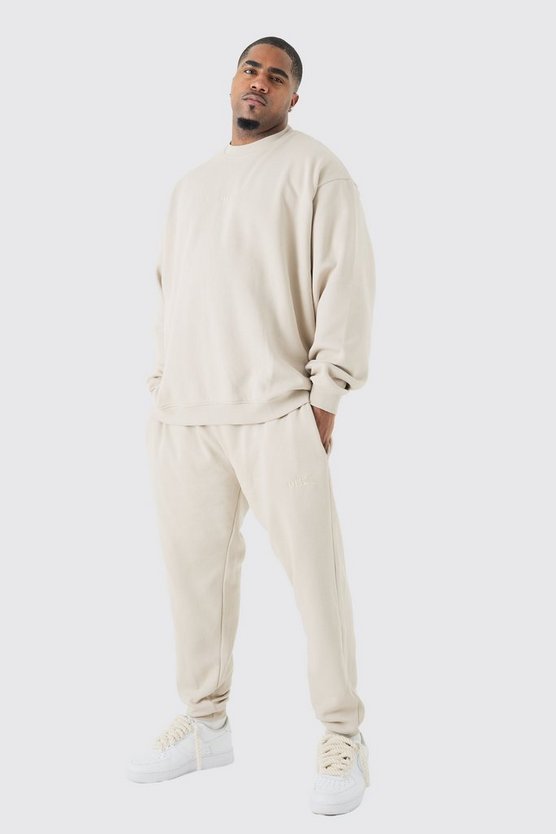 Plus kastiger Oversize Trainingsanzug mit B 1/4 Reißverschluss