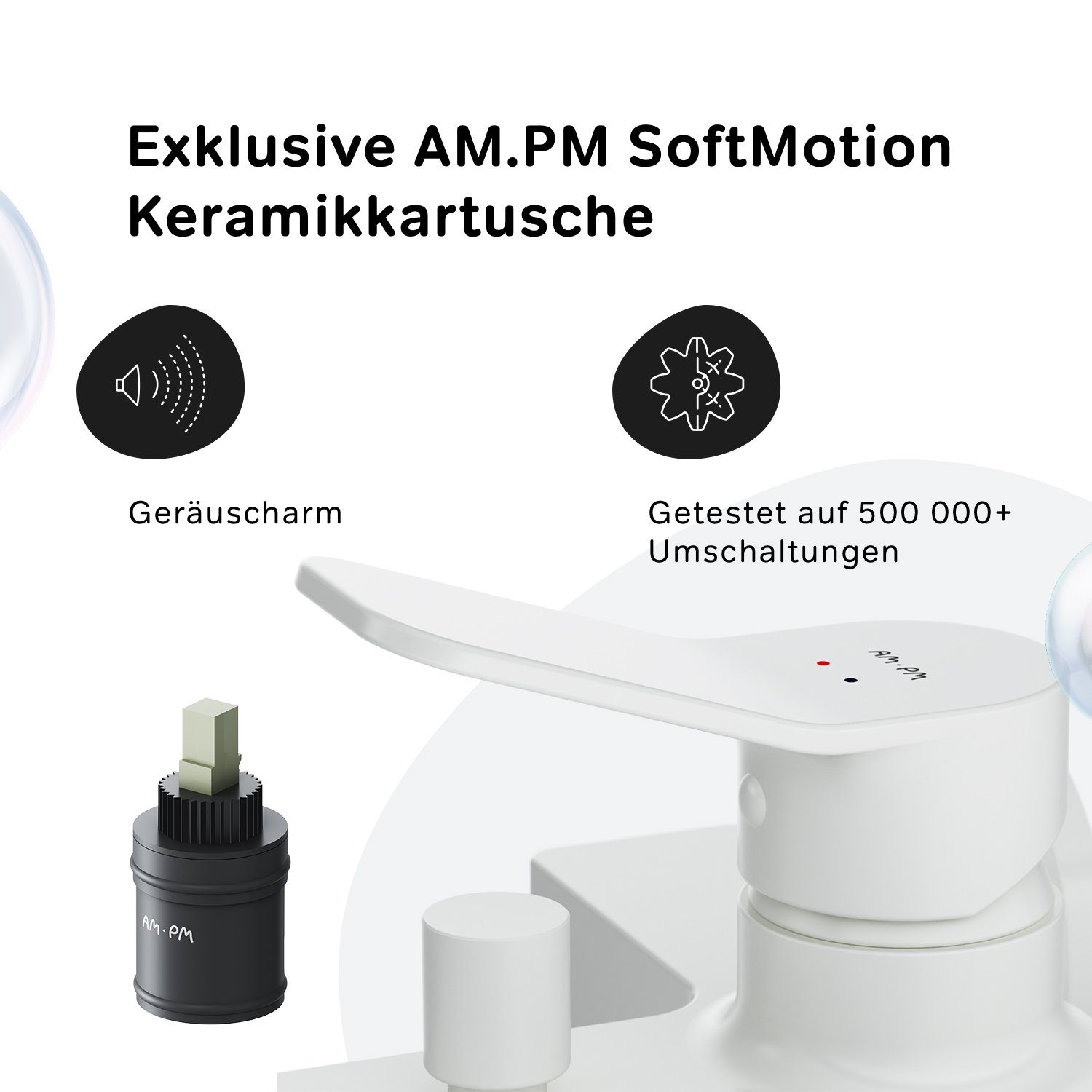 AM.PM Wannenarmatur Badewannenarmatur X-joy Bad Armatur, Wasserhahn (Mischbatterie) Keramikkartusche 35mm, Mischbatterie Badewanne, Wasserhahn Bad